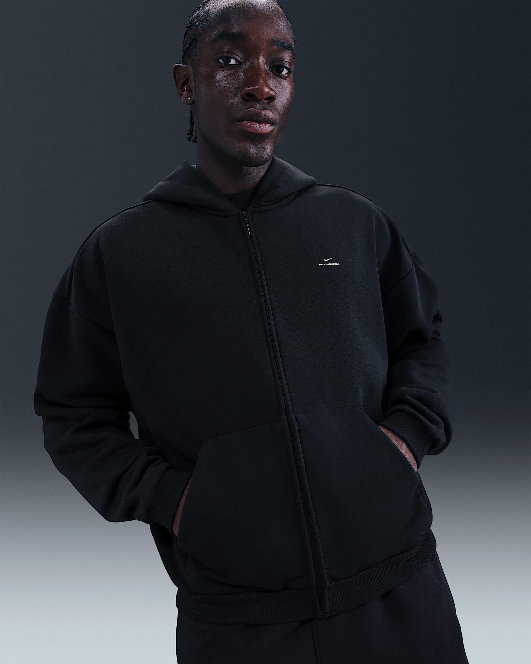 Nike Standard Issue Men's Therma-FIT Full-Zip Basketball Hoodie - Black/Pale Ivory