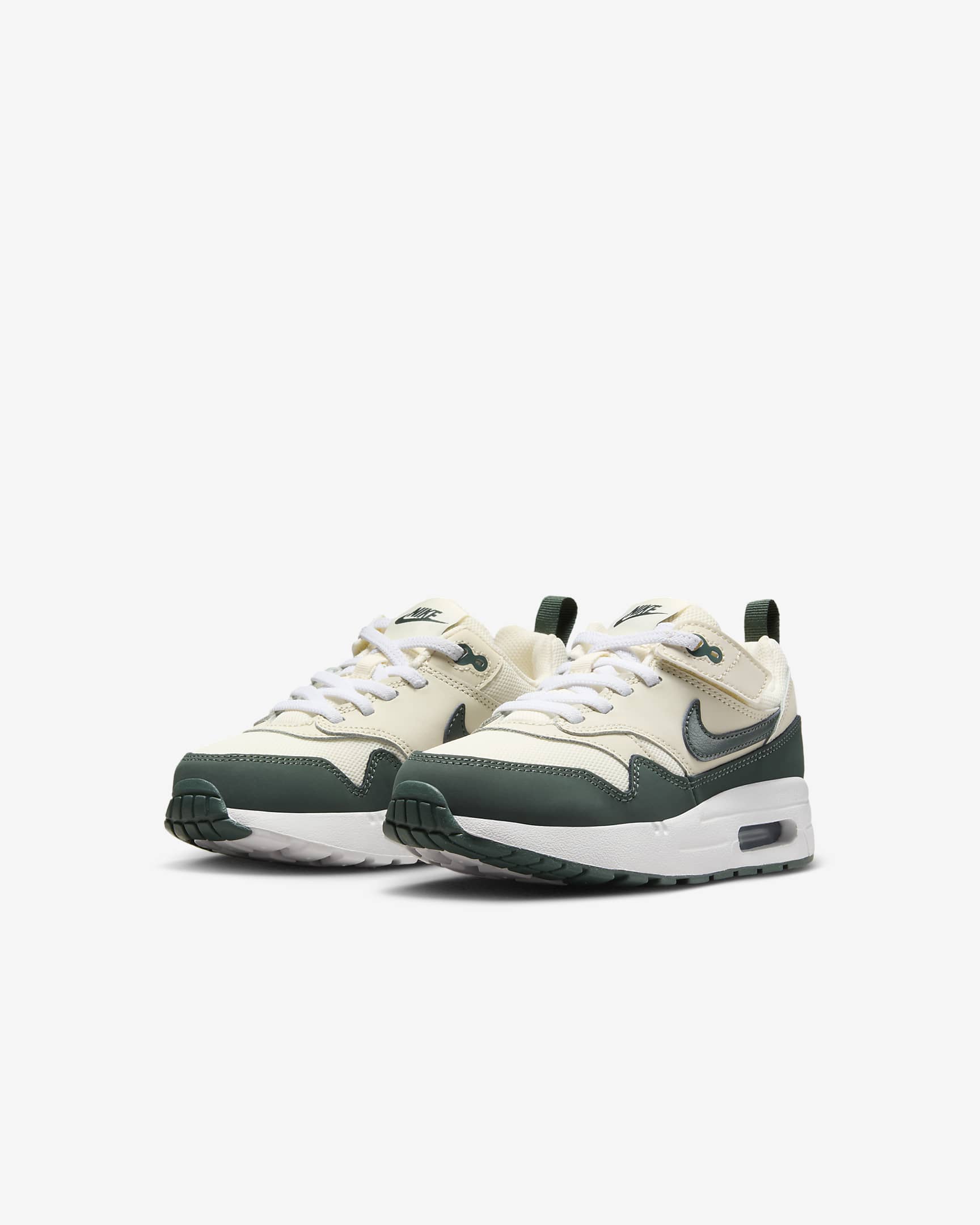 Nike Air Max 1 EasyOn Younger Kids' Shoes - Pale Ivory/White/Bicoastal/Vintage Green