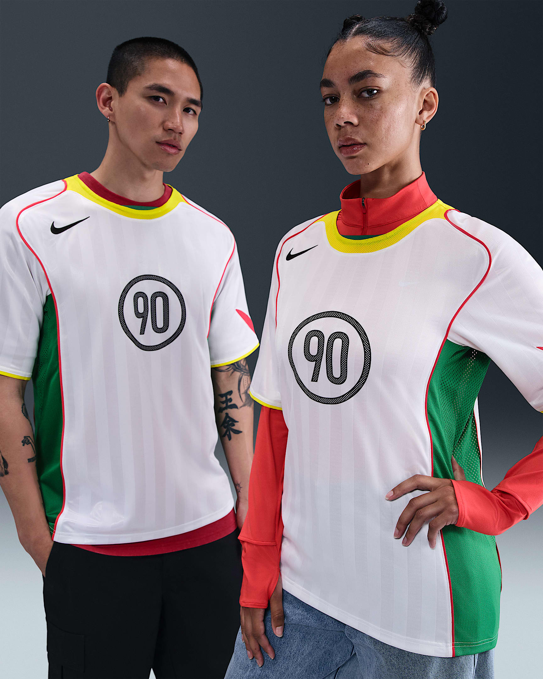 Nike Total 90 Men's Dri-FIT Soccer Jersey - White/Opti Yellow/Light Crimson/Black