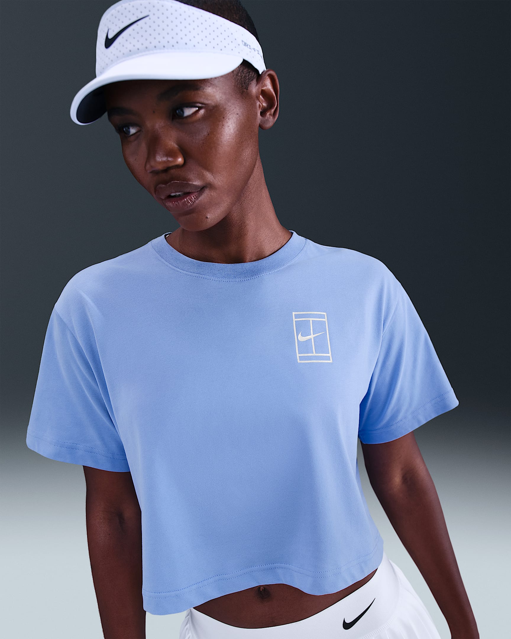 Nike Slam Women's Dri-FIT Short-Sleeve Cropped Tennis T-Shirt - Royal Pulse