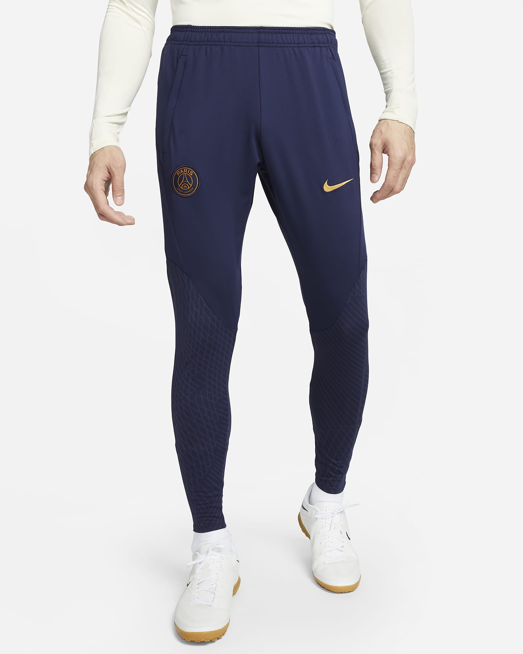 パリ サンジェルマン(PSG) ストライク メンズ ナイキ Dri-FIT ニット サッカーパンツ - ブラッケンドブルー/ブラッケンドブルー/ゴールドスエード