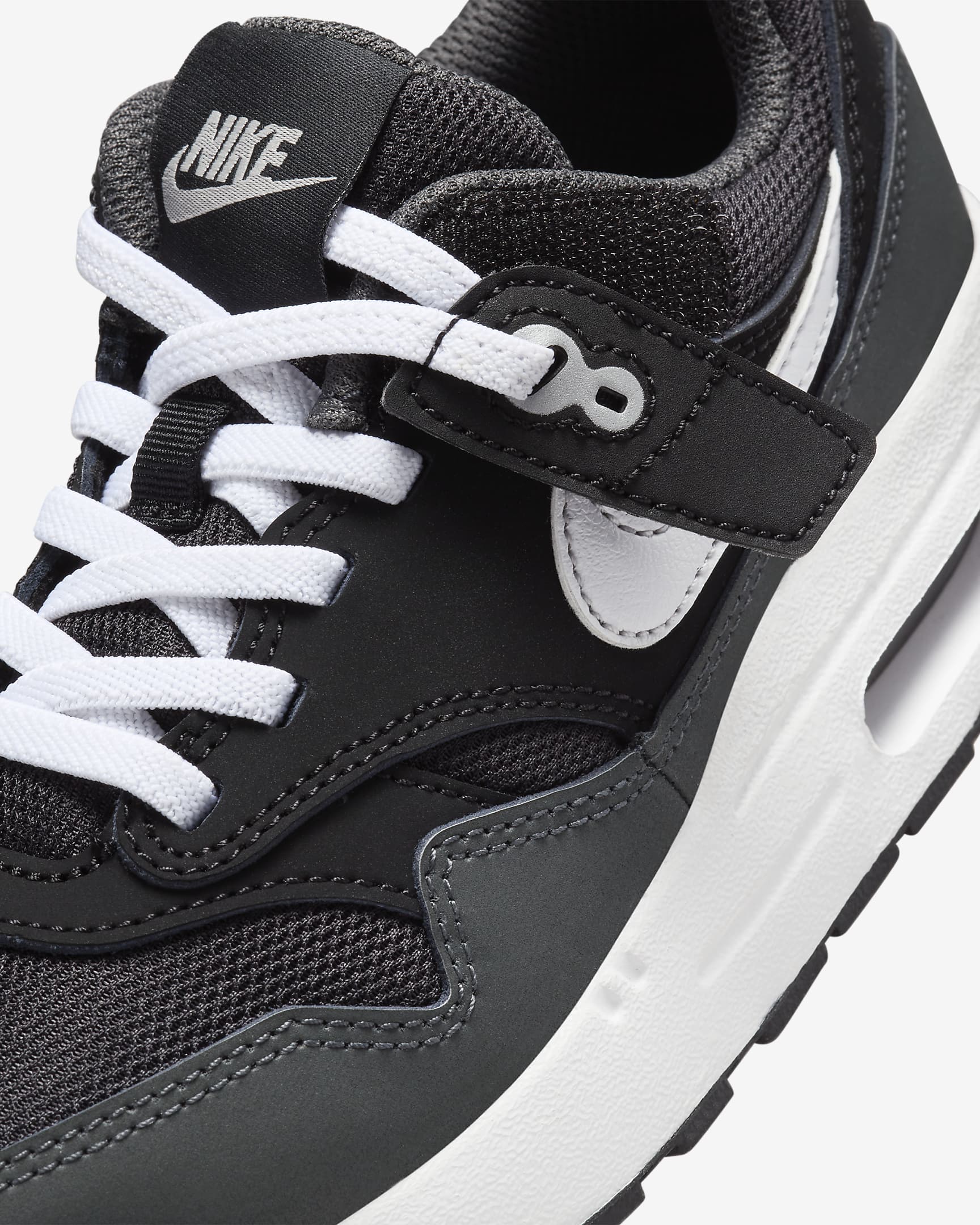 Nike Air Max 1 EasyOn Younger Kids' Shoes - Black/Anthracite/Metallic Silver/White