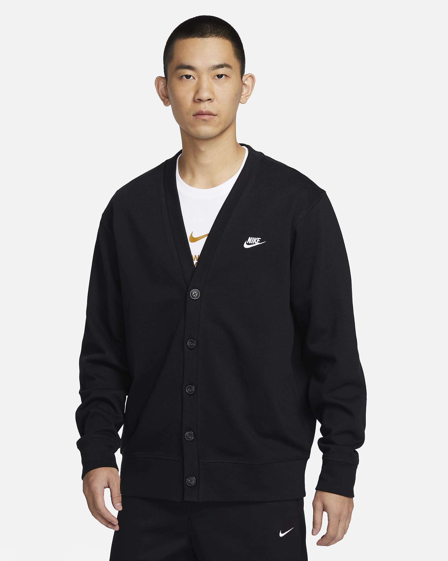 Nike Club Men's Knit Fairway Cardigan - Black/White