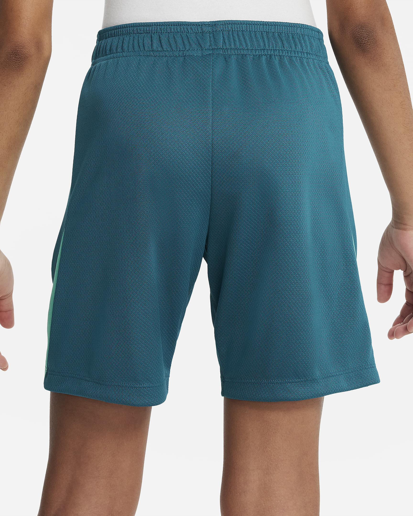 Maskinstrikkede Portugal Strike Nike Dri-FIT-fodboldshorts til større børn - Geode Teal/Kinetic Green/Sail