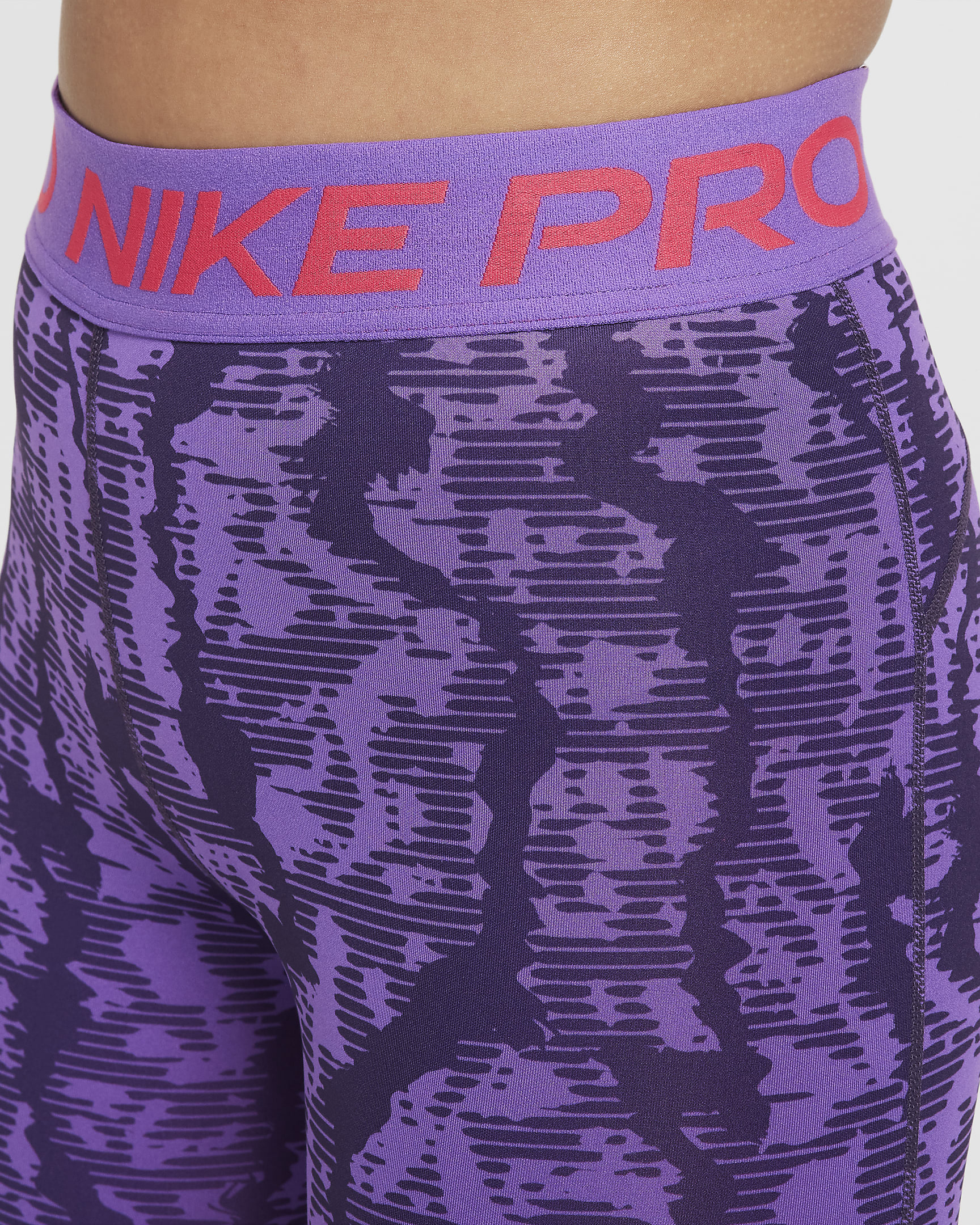 Nike Pro Dri-FIT legging met halfhoge taille voor meisjes - Dark Raisin/Black Raspberry/Aster Pink