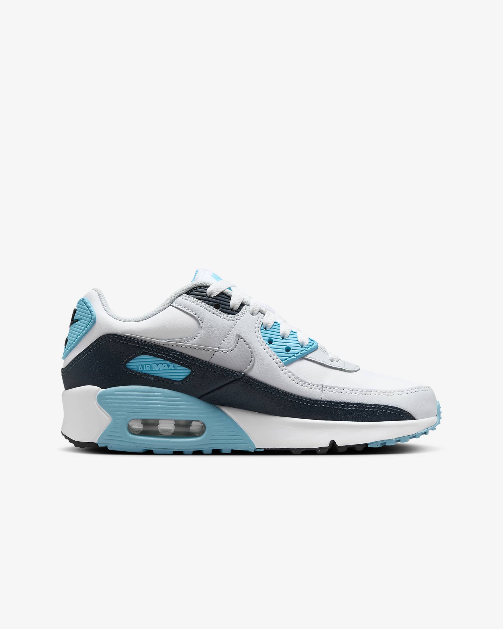 Nike Air Max 90 Older Kids' Shoe - White/Baltic Blue/Armoury Navy/Wolf Grey