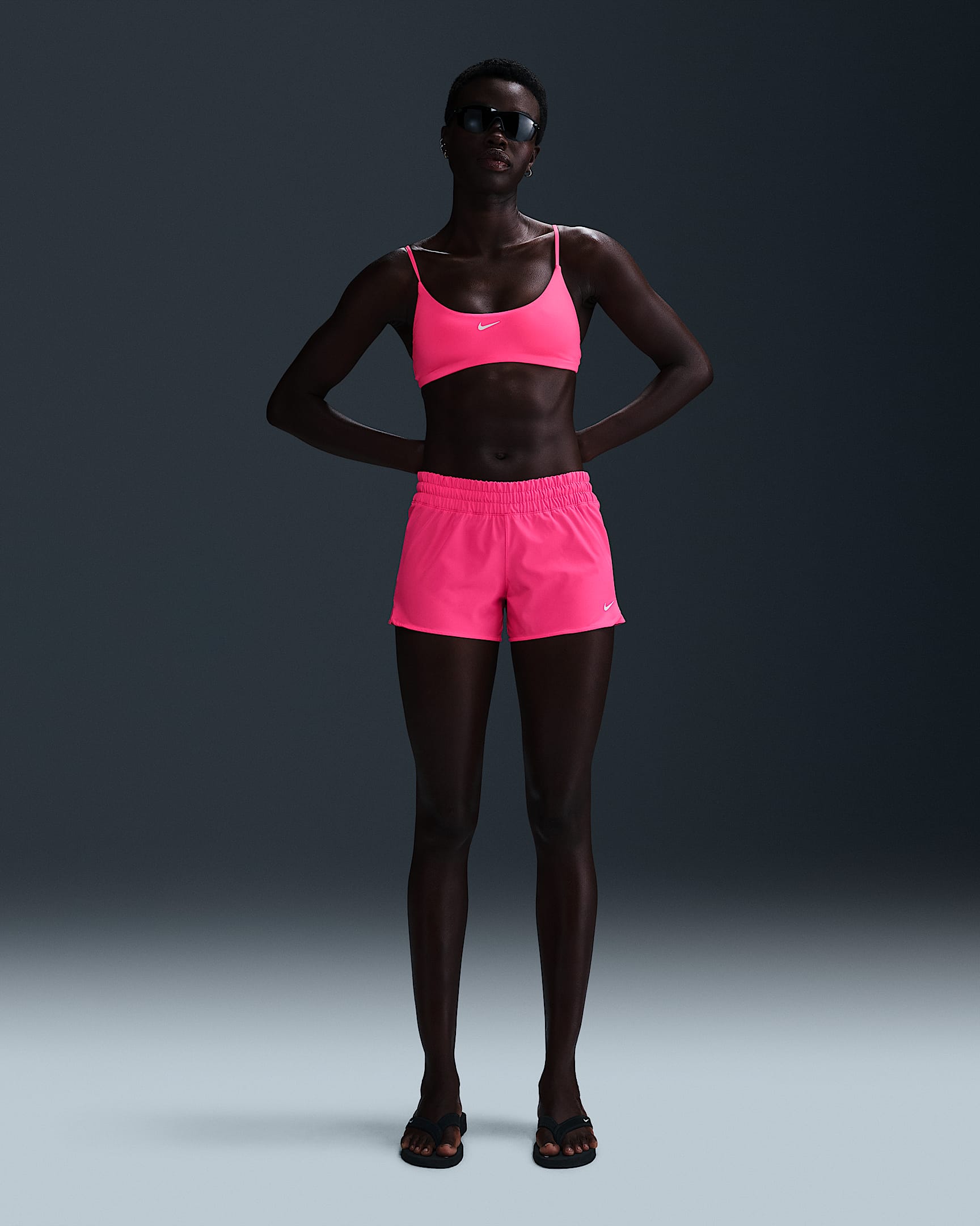 Shorts para salida de baño para mujer Nike Swim - Hiperrosa/Blanco