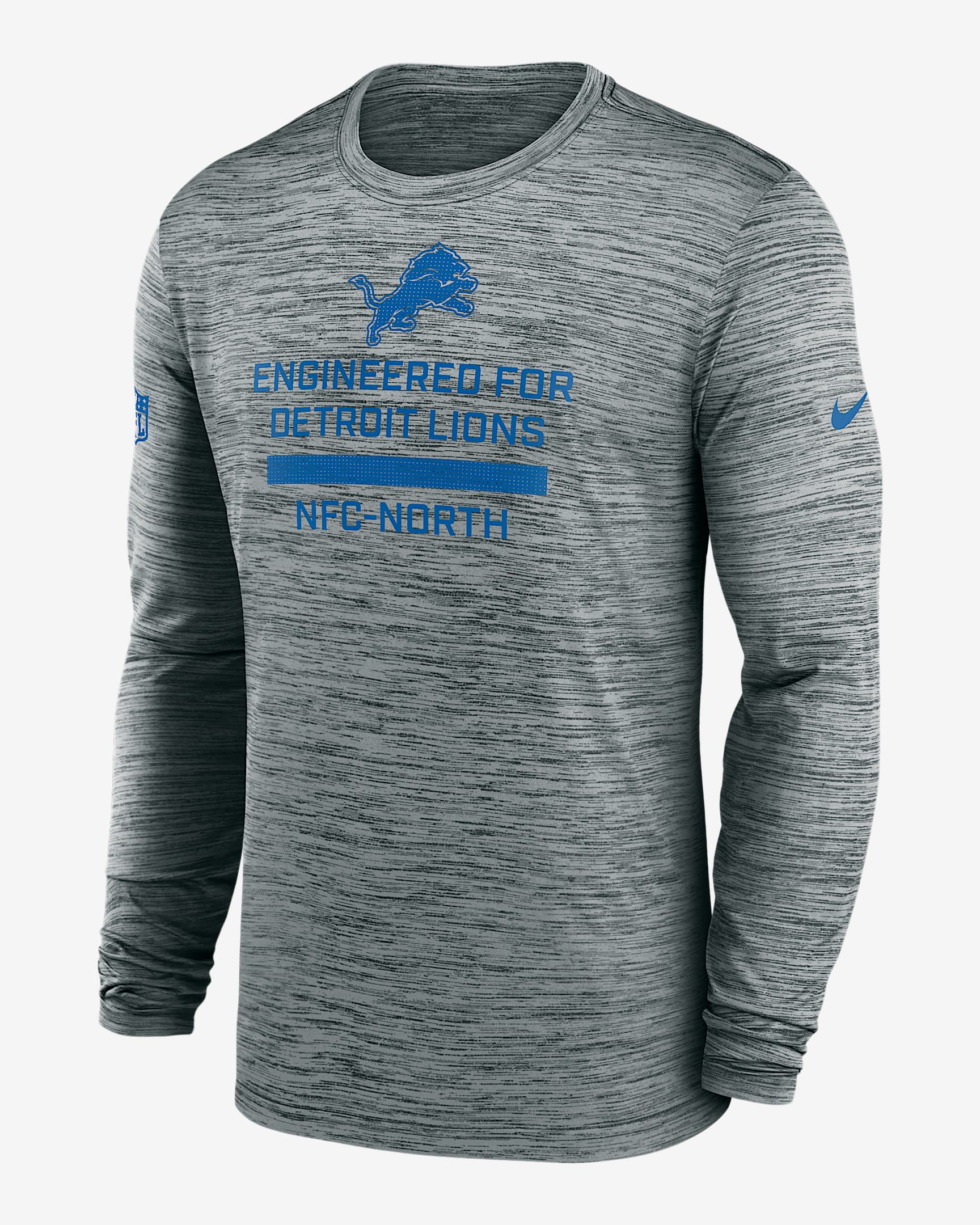 Detroit Lions Sideline Team Issue Velocity Men's Nike Dri-FIT NFL Long-Sleeve T-Shirt - Grey