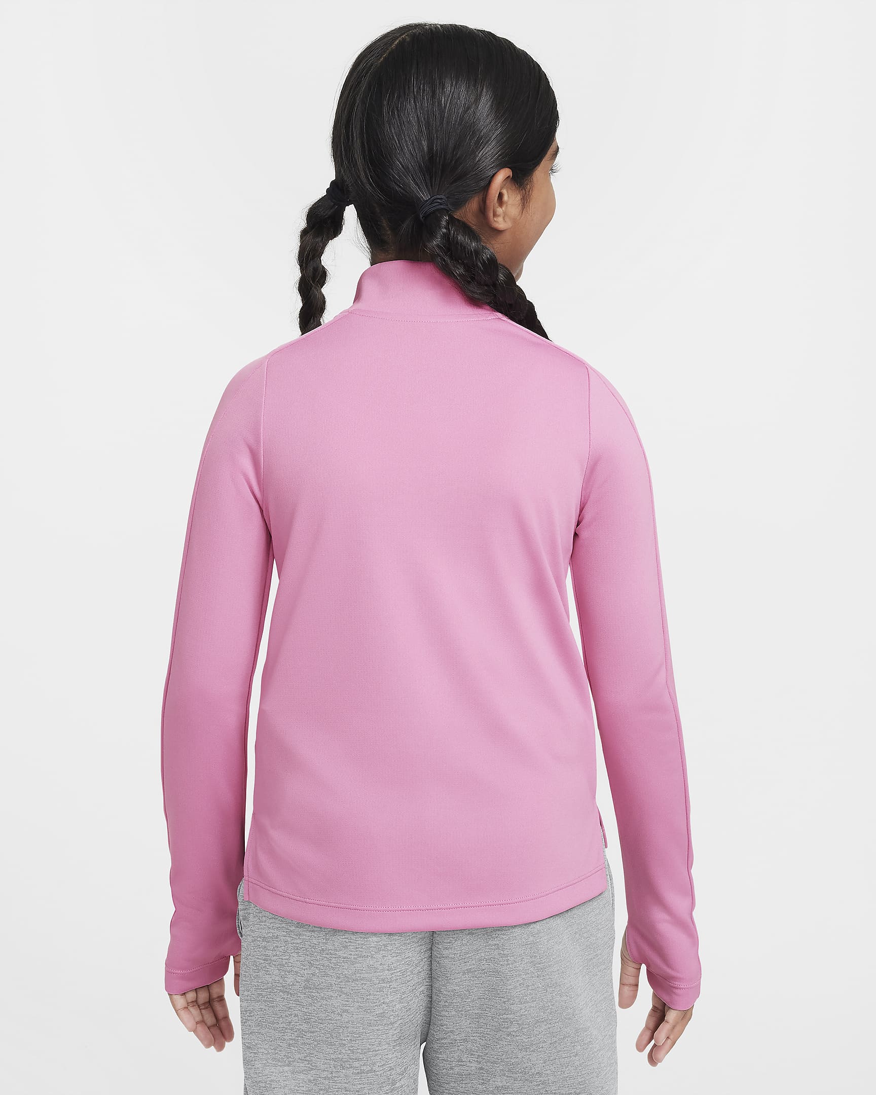 Nike Dri-FIT langermet overdel med halv glidelås til store barn (jente) - Magic Flamingo/Hvit