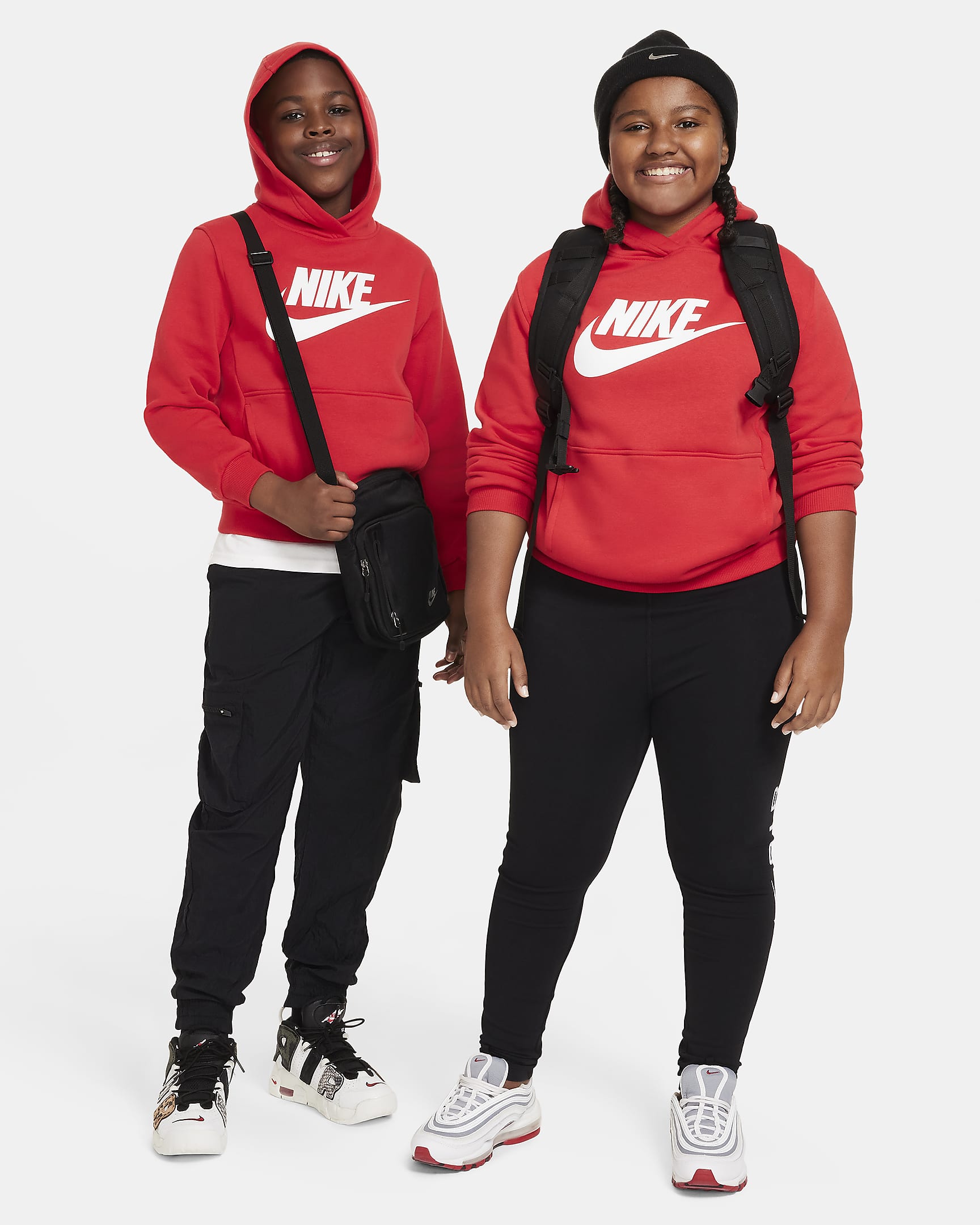 Nike Sportswear Club Fleece Big Kids' Hoodie (Extended Size) - University Red/White