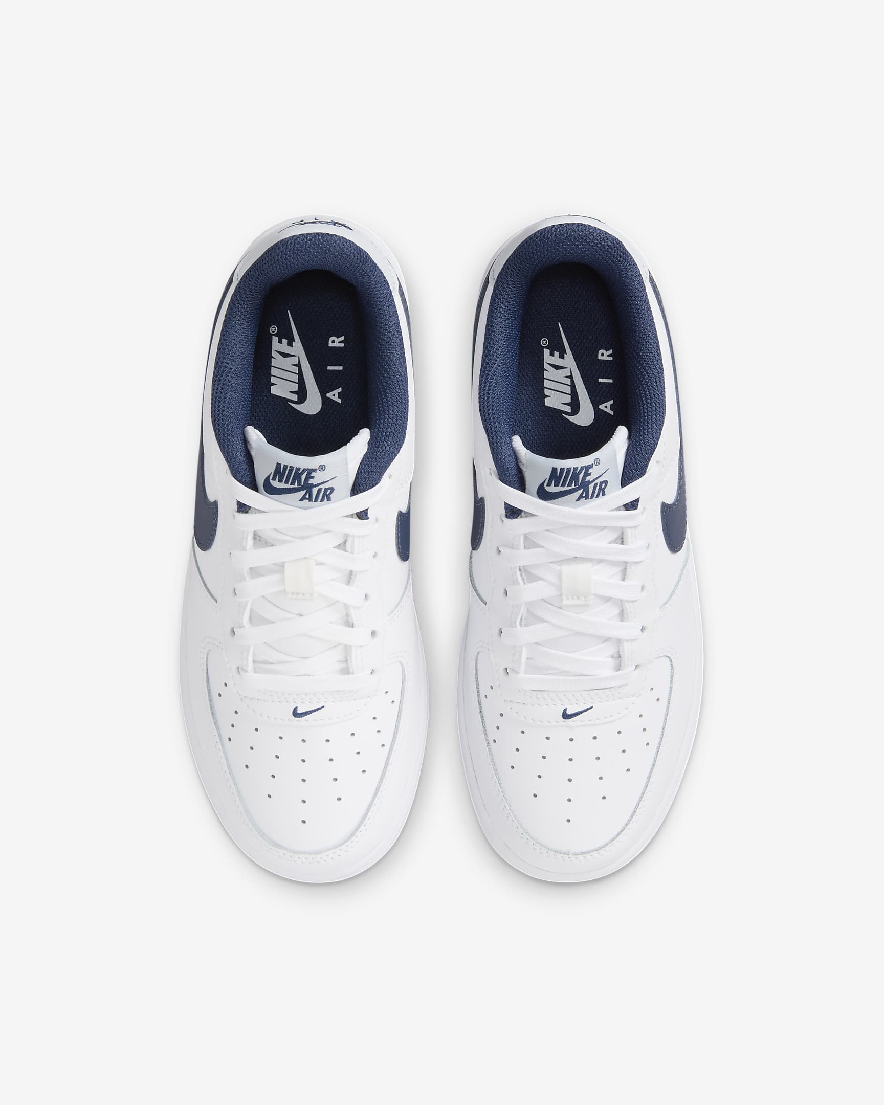 Tenis para niños grandes Nike Air Force 1 - Blanco/Gris fútbol/Azul marino medianoche