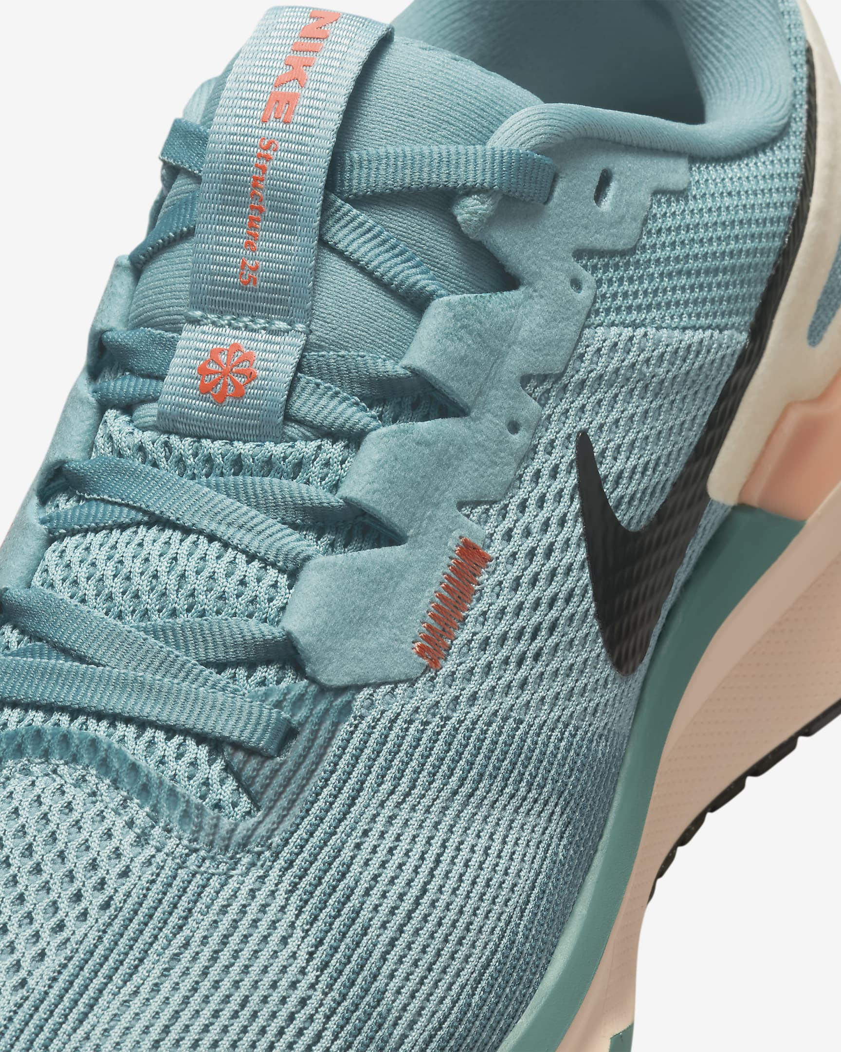 Nike Structure 25 hardloopschoenen voor dames (straat) - Denim Turquoise/Crimson Tint/Light Wild Mango/Zwart