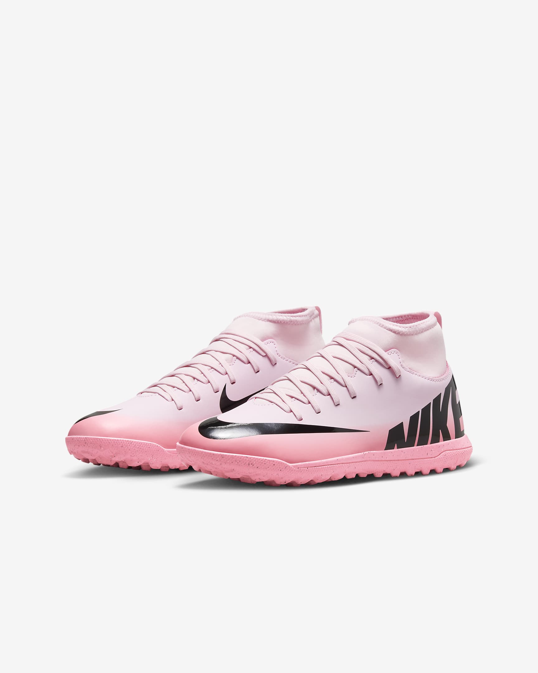 Nike Jr. Mercurial Superfly 9 Club Younger/Older Kids' TF High-Top Football Shoes - Pink Foam/Black