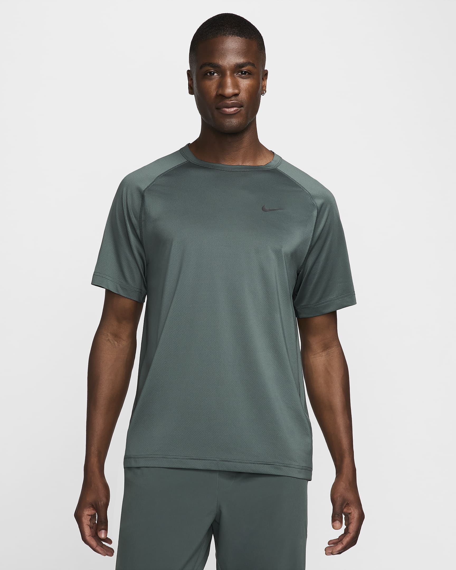 Haut de fitness à manches courtes Dri-FIT Nike Ready pour homme - Vintage Green/Noir