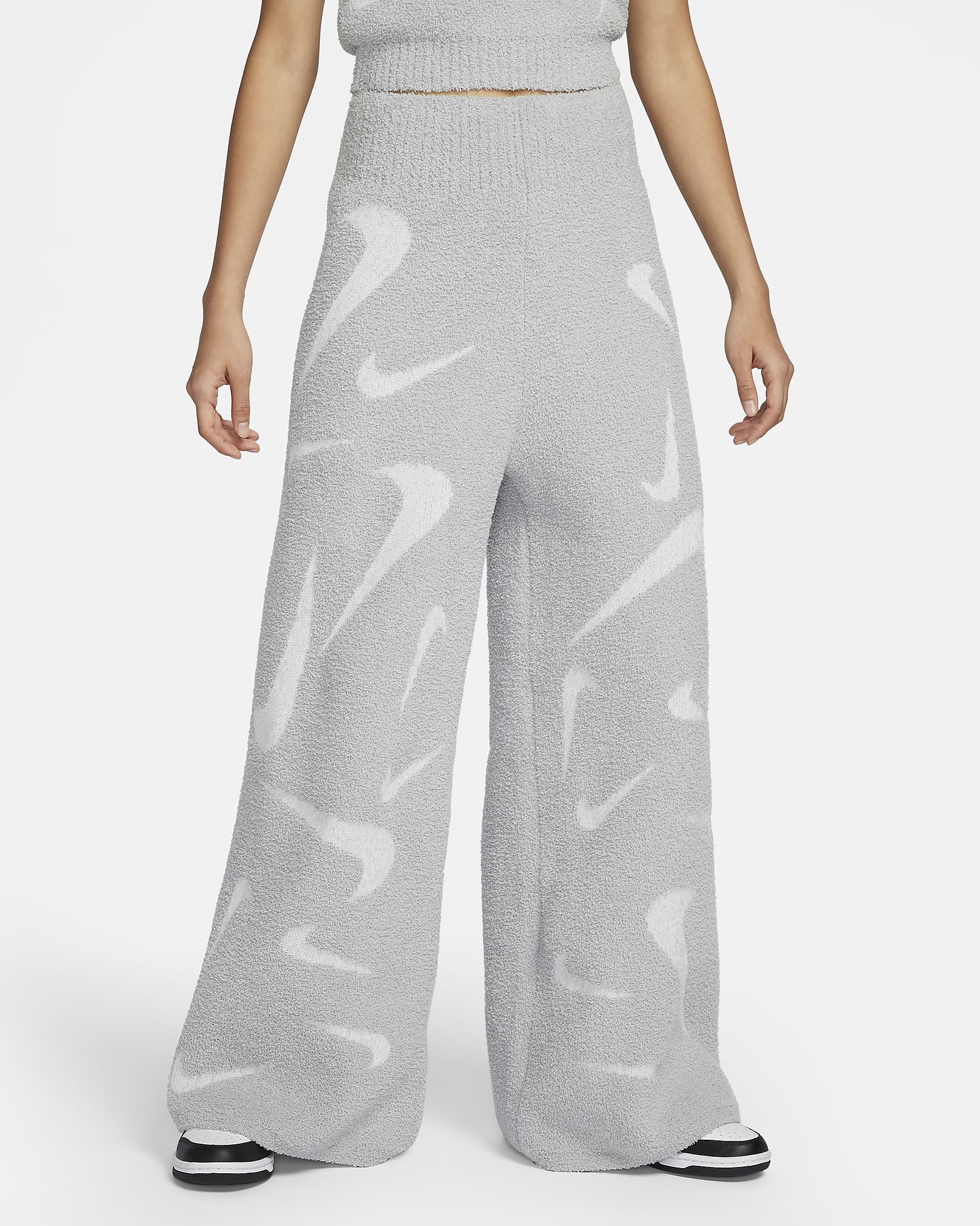 Nike Sportswear Phoenix Cozy Bouclé Women's High-Waisted Wide-Leg Knit Pants - Light Smoke Grey/Photon Dust