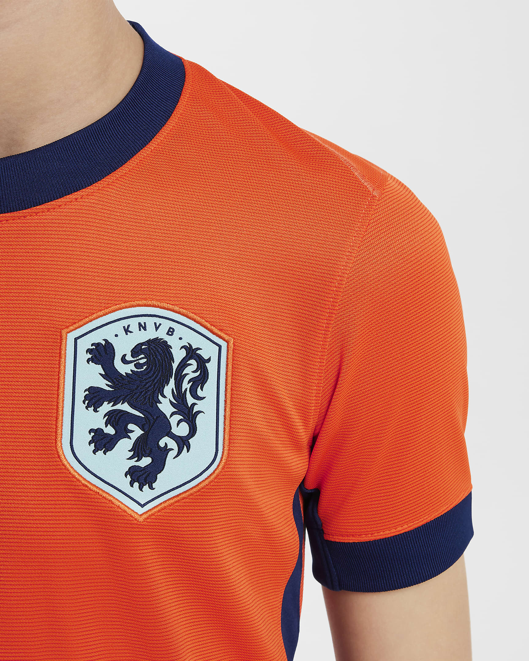 Netherlands (Men's Team) 2024/25 Stadium Home Older Kids' Nike Dri-FIT Football Replica Shirt - Safety Orange/Blue Void/Copa/Blue Void