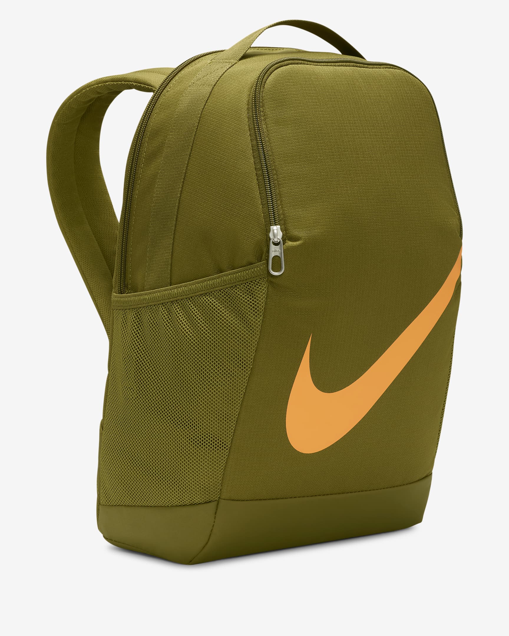 Nike Brasilia 兒童背包 (18 公升) - Olive Flak/Olive Flak/Vivid Orange