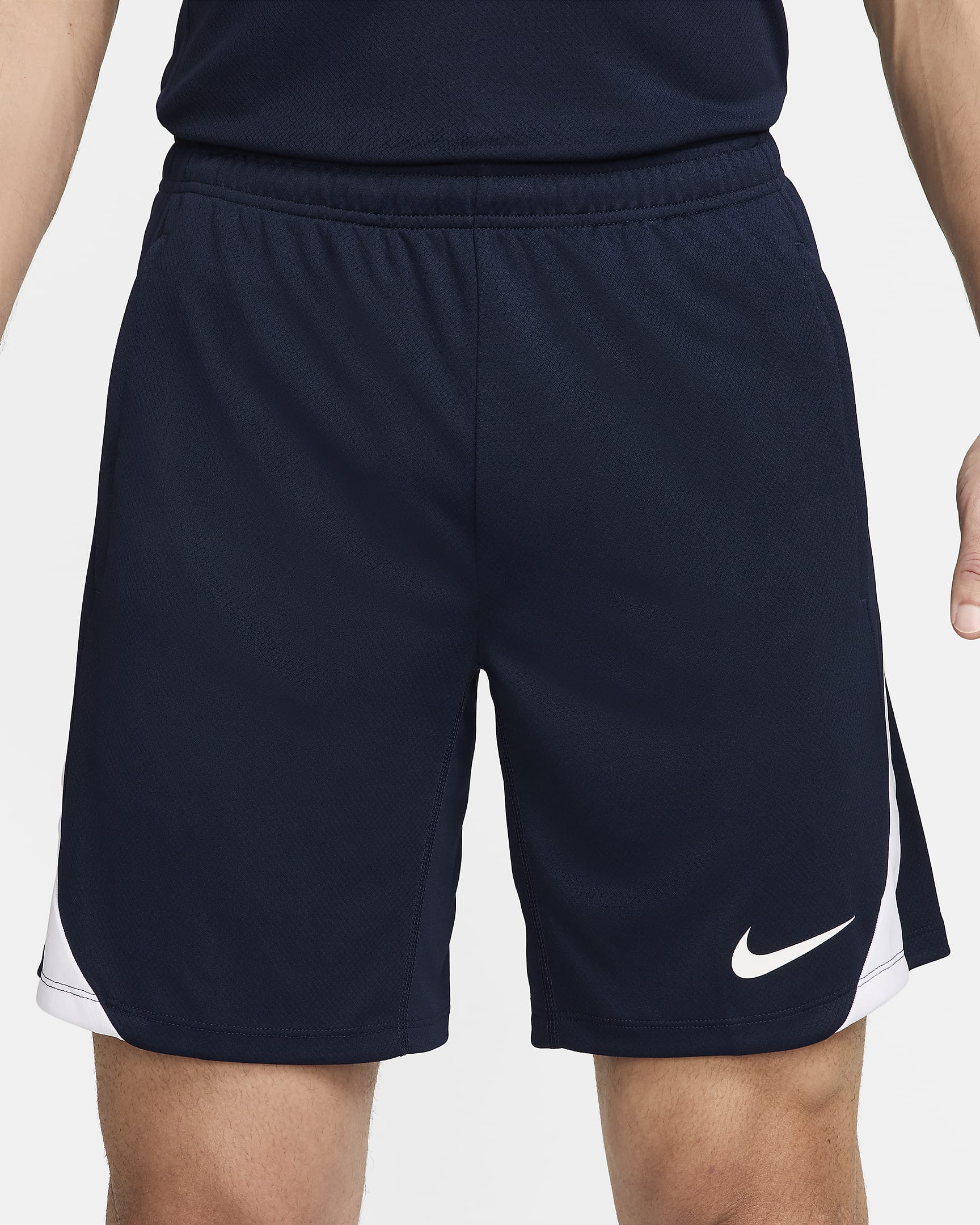 Męskie spodenki piłkarskie Dri-FIT Nike Strike - Obsidian/Obsidian/Biel/Biel