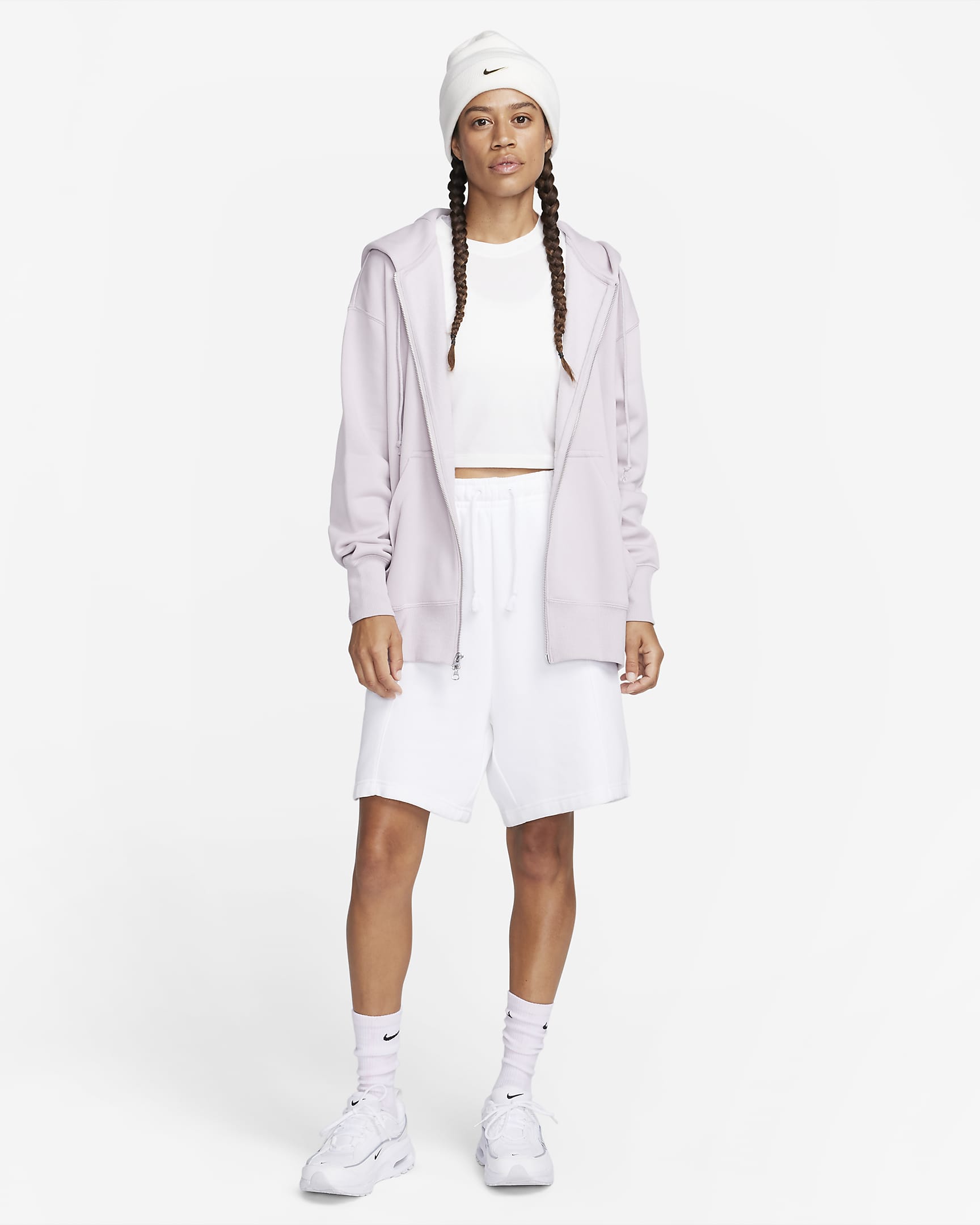 Sweat à capuche et zip oversize Nike Sportswear Phoenix Fleece pour Femme - Platinum Violet/Sail