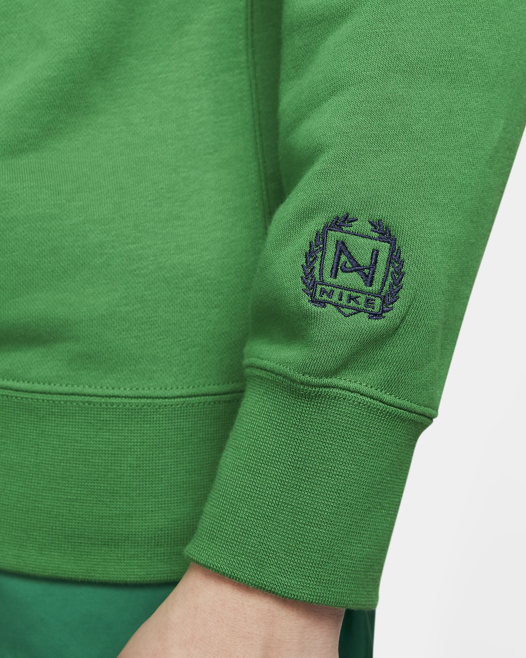 Nike Sportswear Men's French Terry Crewneck Sweatshirt - Aloe Verde/Midnight Navy/Aloe Verde