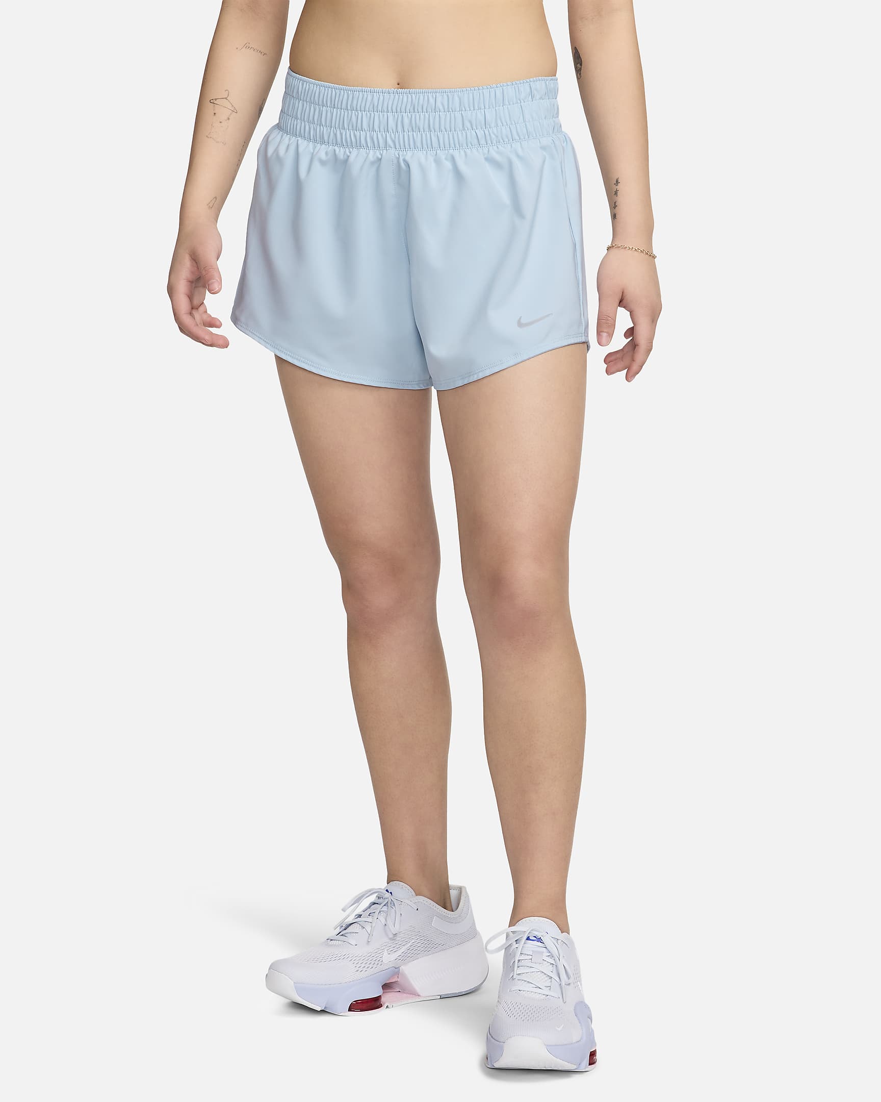 Nike Dri-FIT One Women's Mid-rise 8cm (approx.) Brief-Lined Shorts - Light Armoury Blue