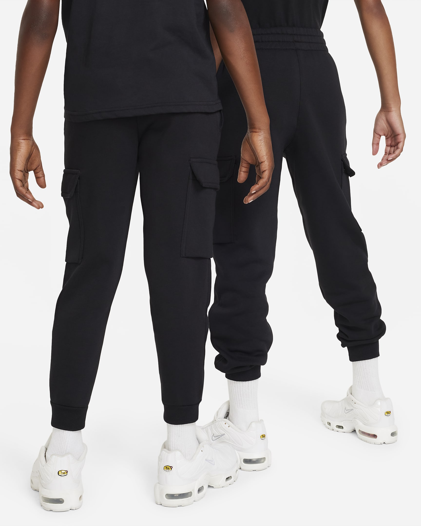 Nike Sportswear Club Fleece Big Kids' Cargo Pants - Black/Black/White