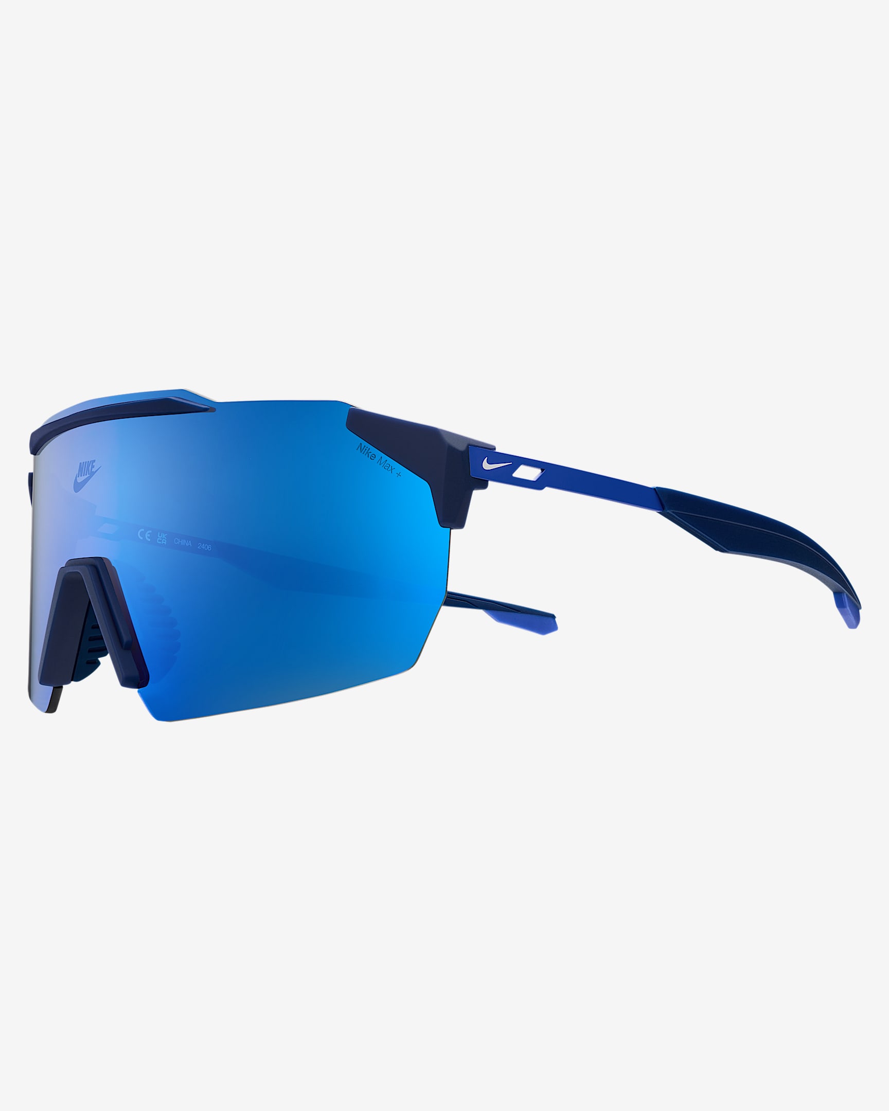 Nike Limitless Shield zonnebril met spiegeleffect - Blue Void/Football Grey