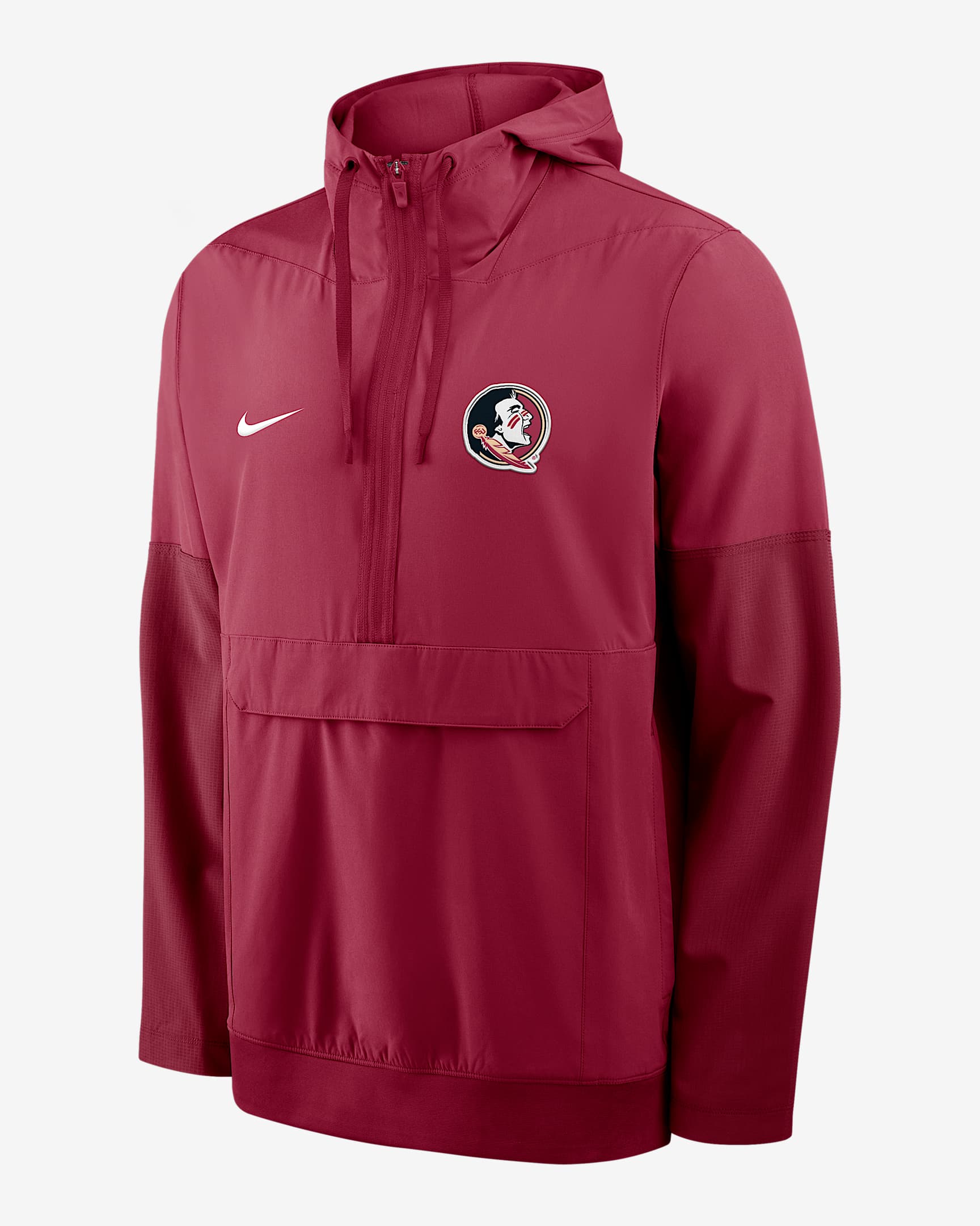 Chamarra universitaria Nike con gorro de medio cierre para hombre Florida State Anorak - Granate
