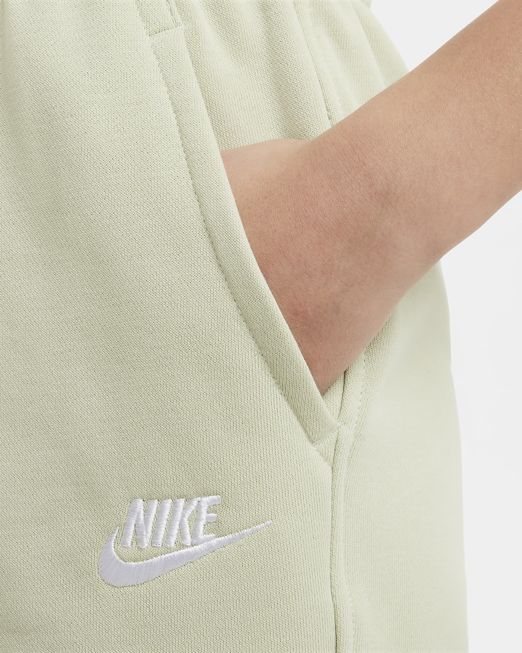 Nike Sportswear Club Fleece Older Kids' French Terry Shorts - Olive Aura/White