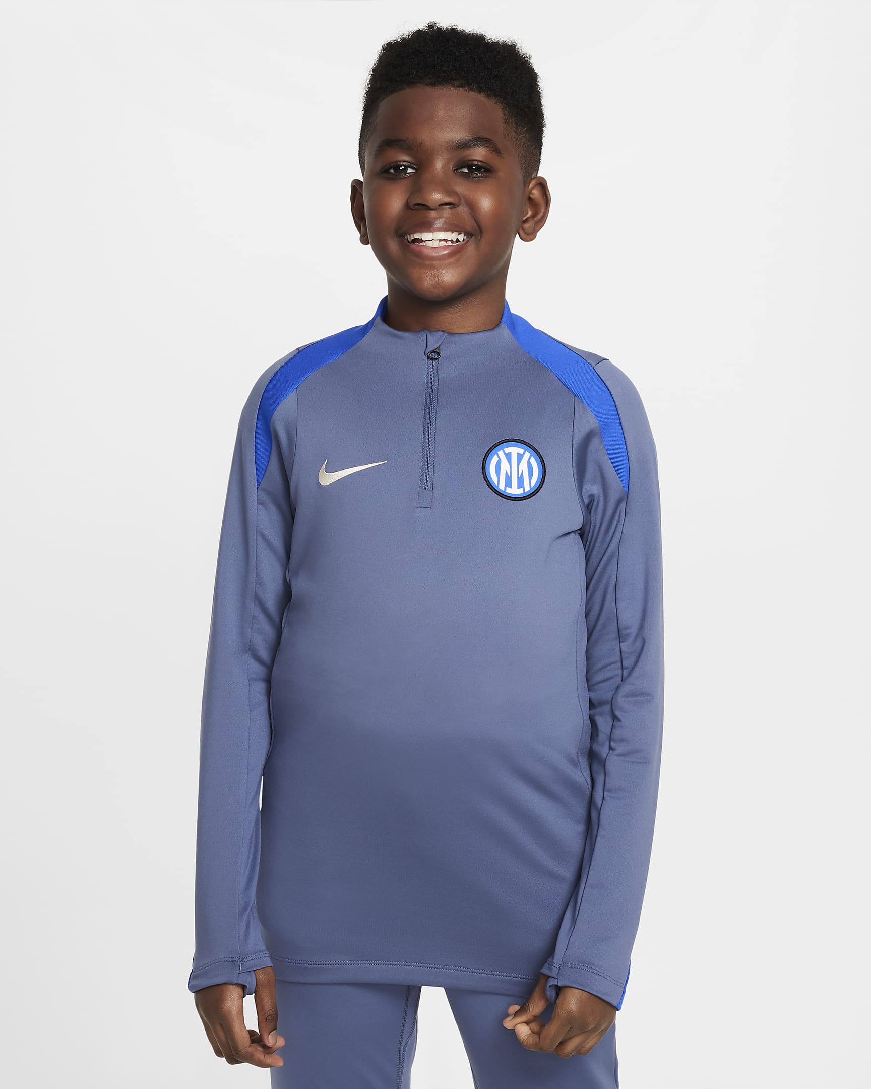 Haut d'entraînement de football Nike Dri-FIT Inter Milan Strike pour ado - Diffused Blue/Lyon Blue/Sanddrift