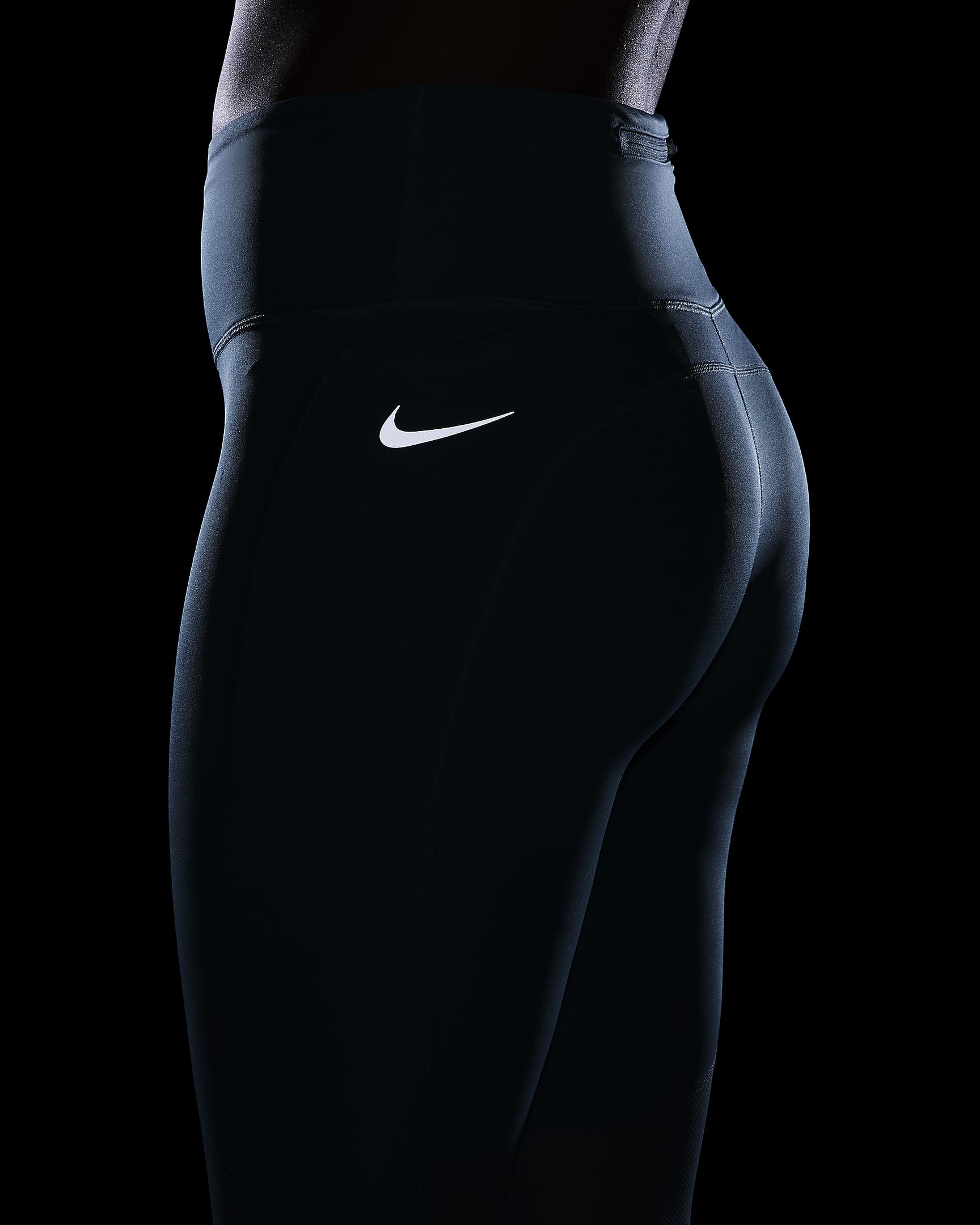 Nike Epic Fast Hardlooplegging met halfhoge taille en zak voor dames - Denim Turquoise