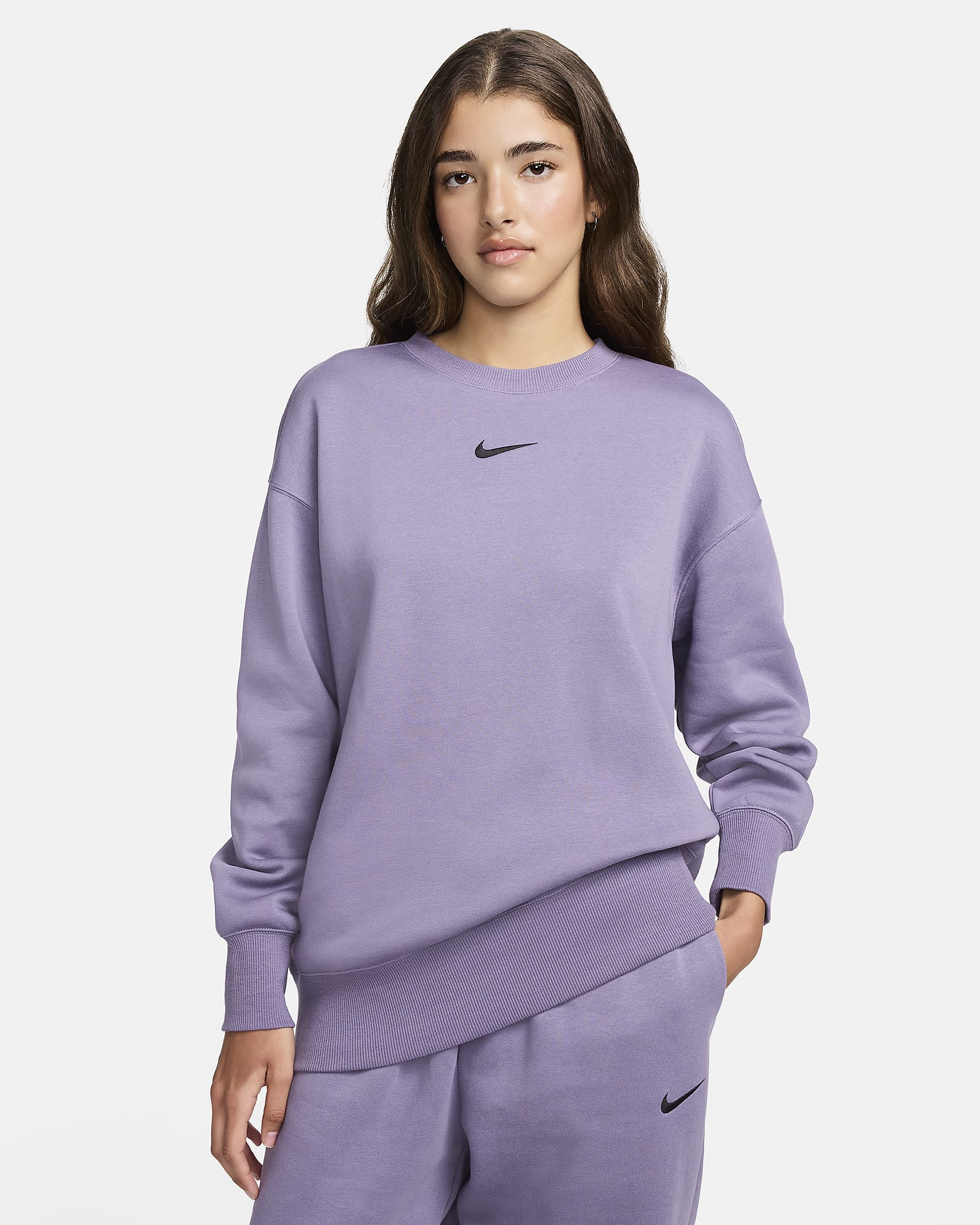 Sweat oversize à col ras-du-cou Nike Sportswear Phoenix Fleece pour Femme - Daybreak/Noir