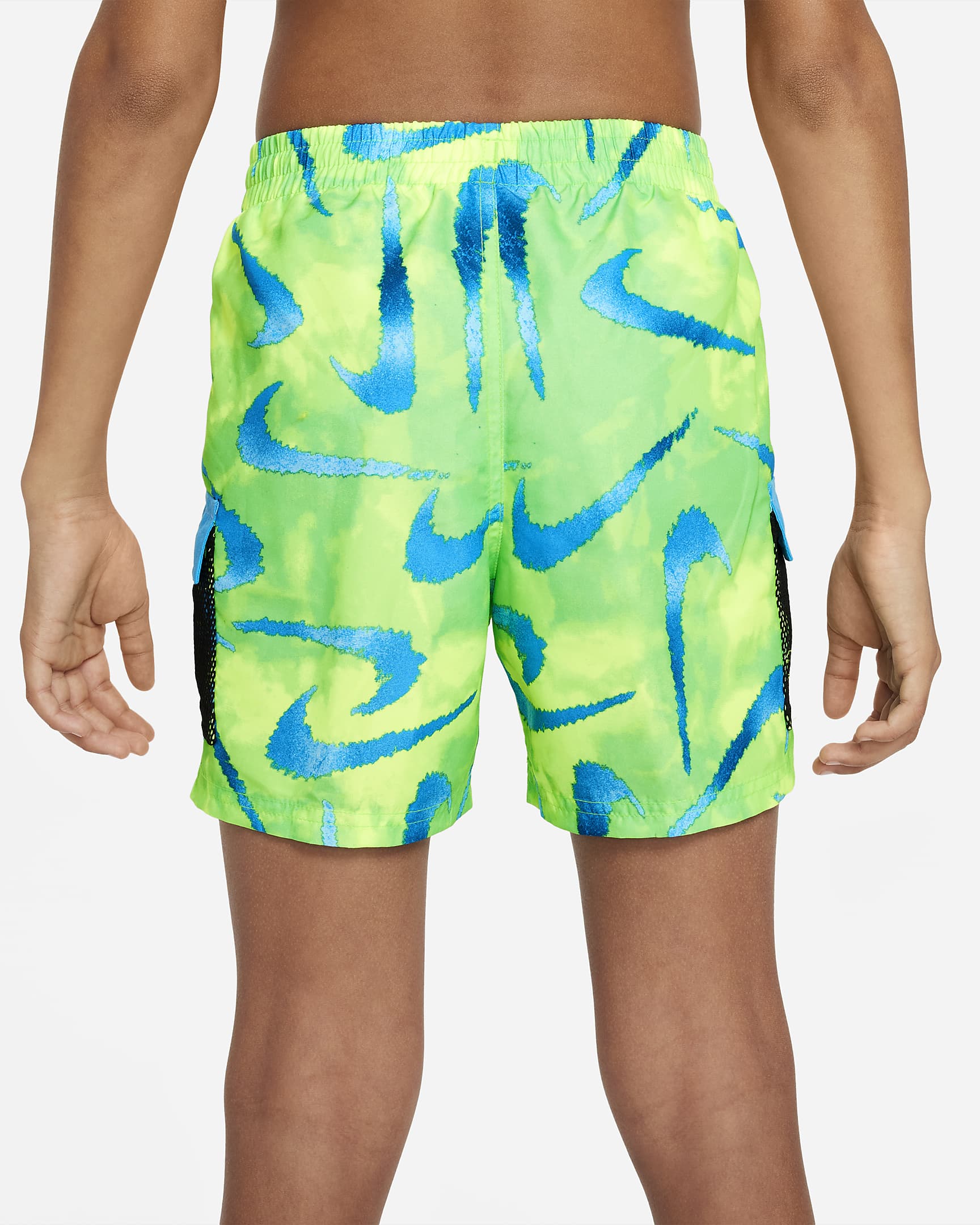 Nike Swim Older Kids' (Boys') 10cm (approx.) Volley Swimming Shorts - Green Strike/Blue Lightning/Volt Glow/White