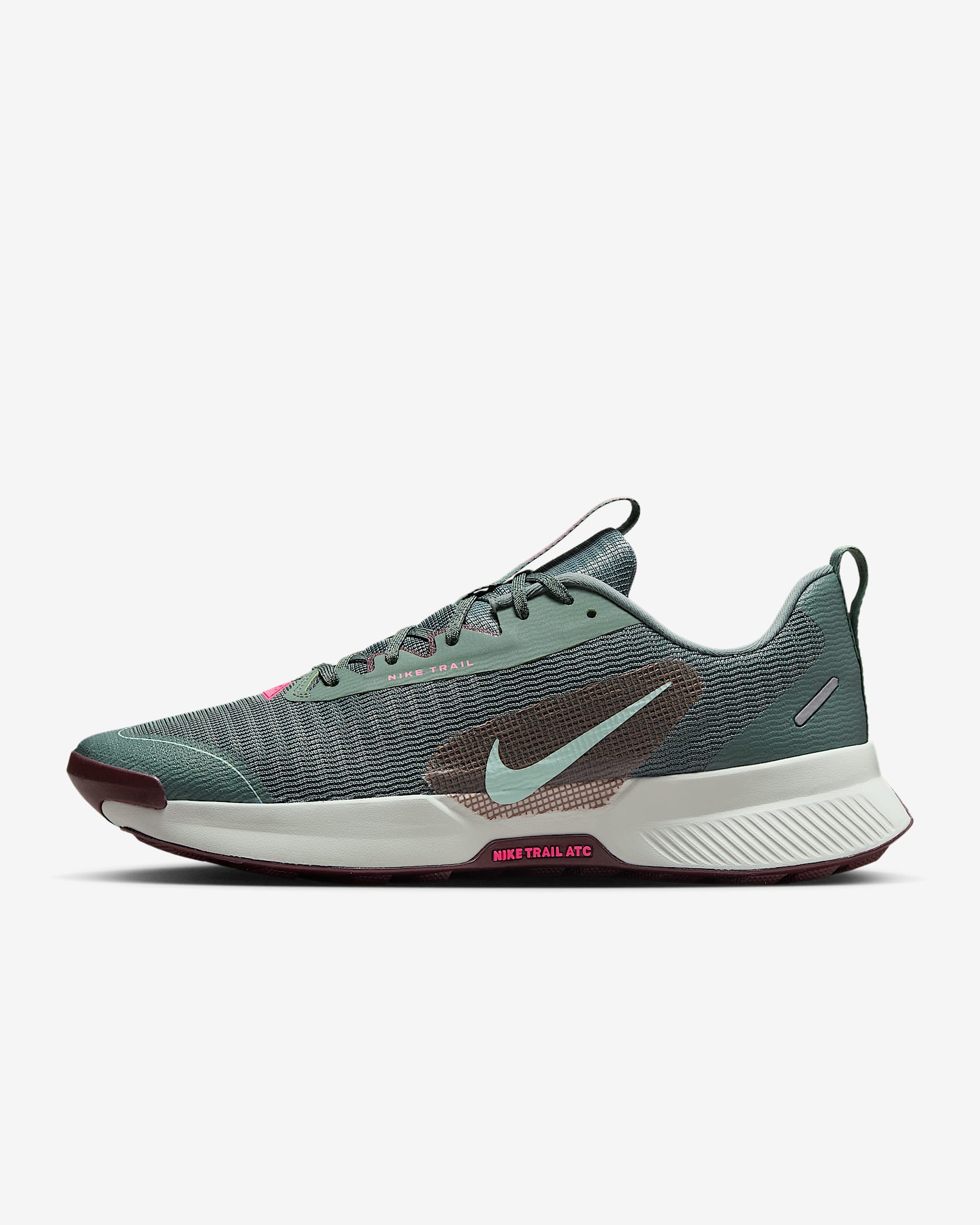 Nike Juniper Trail 3 Men's Trail-Running Shoes - Clay Green/Burgundy Crush/Light Silver/Mint Foam