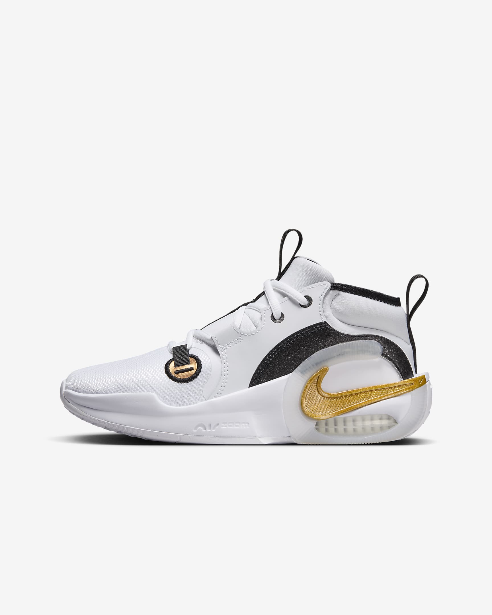 Nike Air Zoom Crossover 2 Older Kids' Basketball Shoes - White/Black/Tint/Metallic Gold