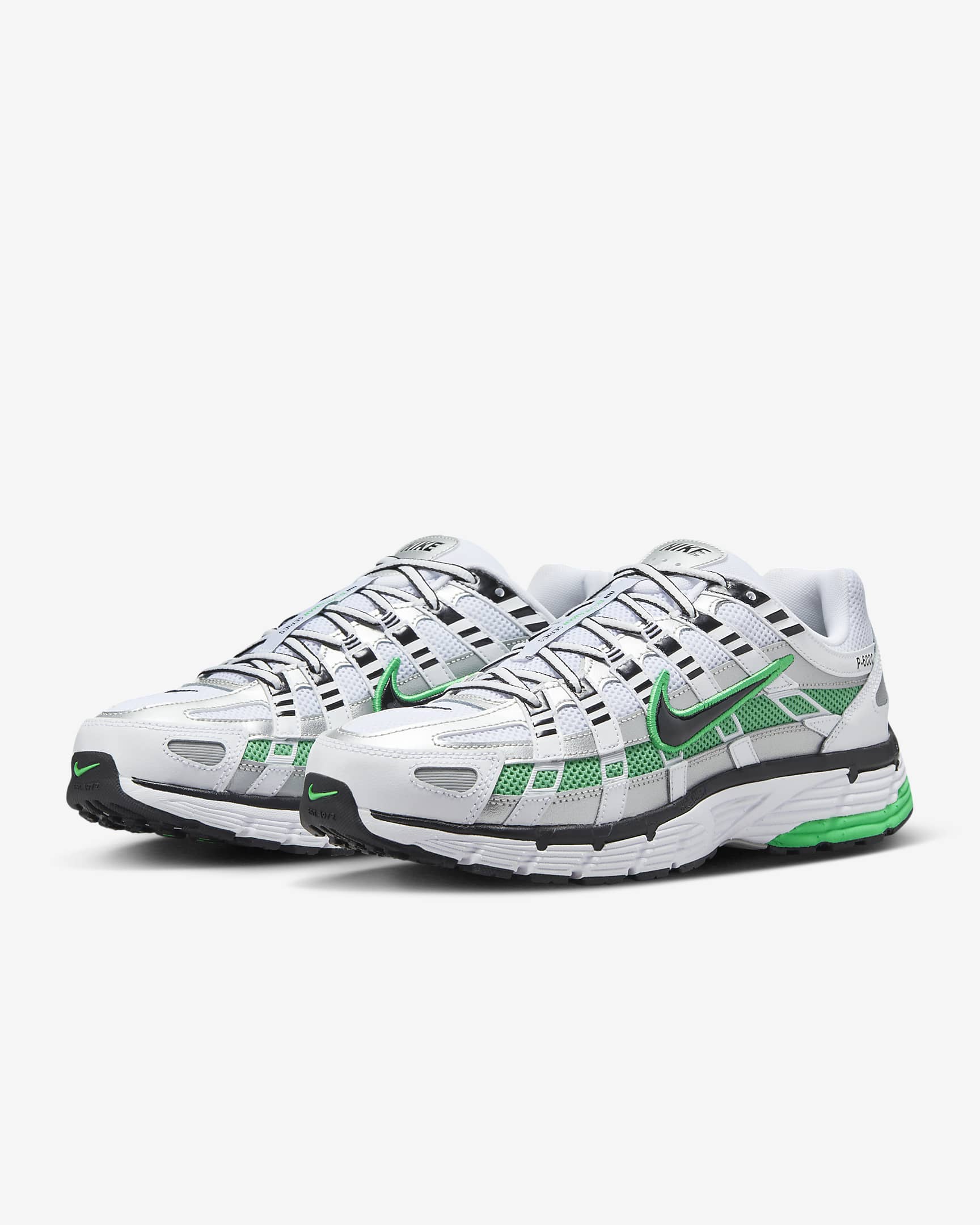 Nike P-6000 Shoes - White/Metallic Silver/Spring Green/Black