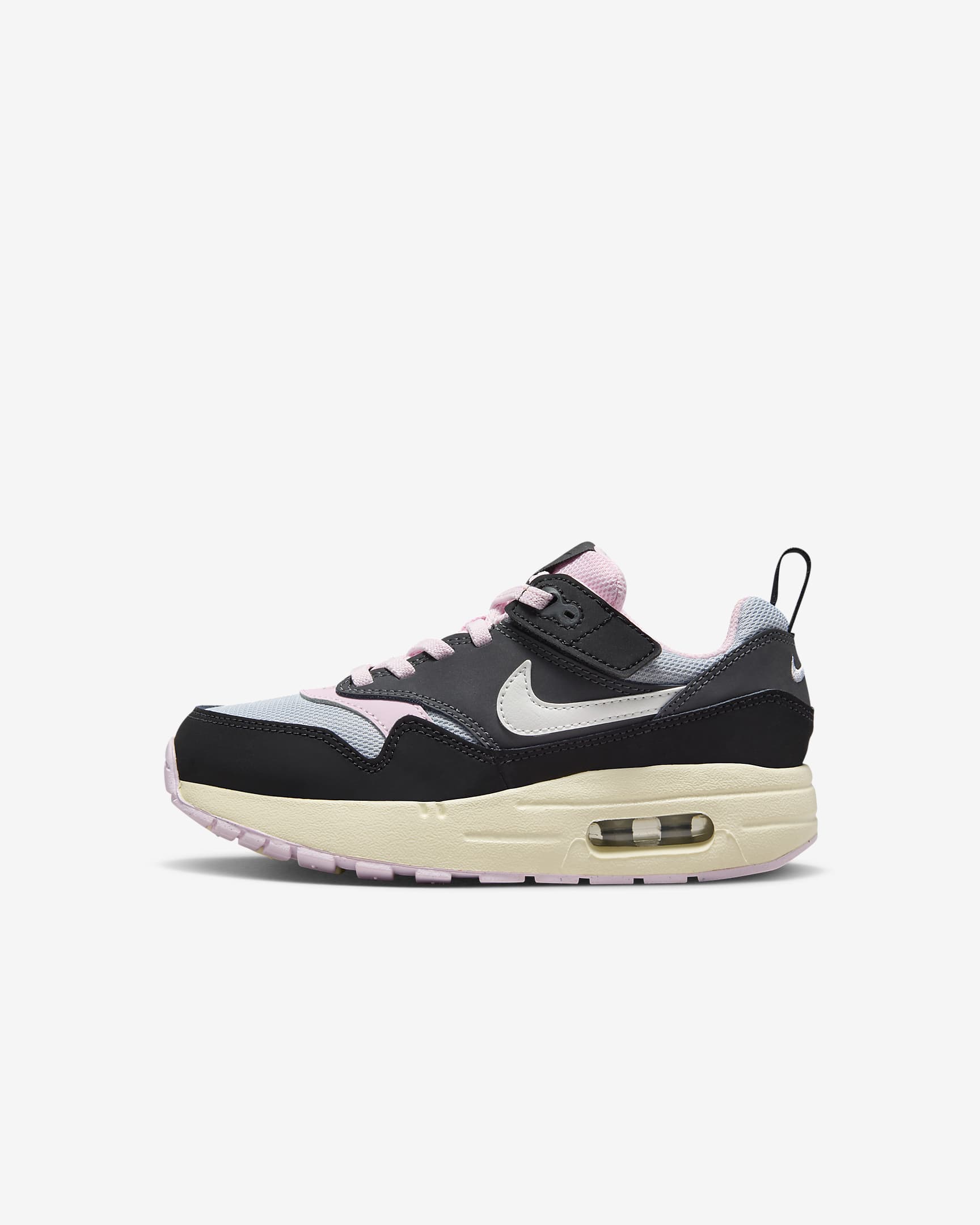 Nike Air Max 1 EasyOn Younger Kids' Shoes - Black/Anthracite/Pink Foam/Summit White