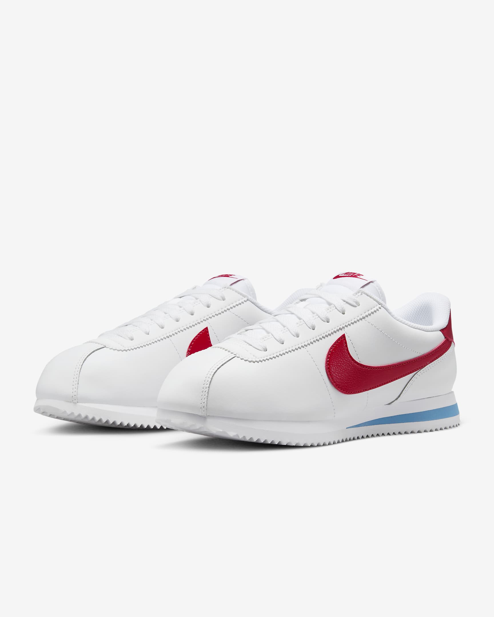 Nike Cortez Leather Women's Shoes - White/Varsity Blue/Varsity Red