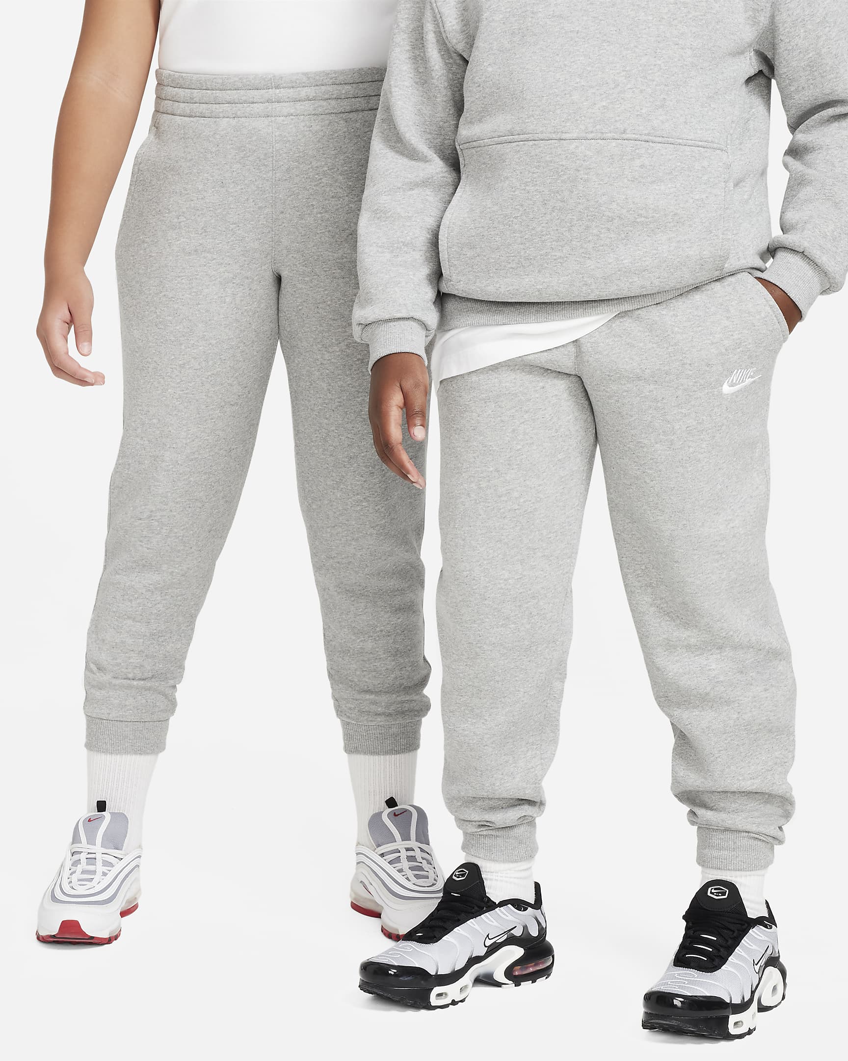 Pantaloni jogger Nike Sportswear Club Fleece (Taglia grande) – Ragazzo/a - Dark Grey Heather/Base Grey/Bianco