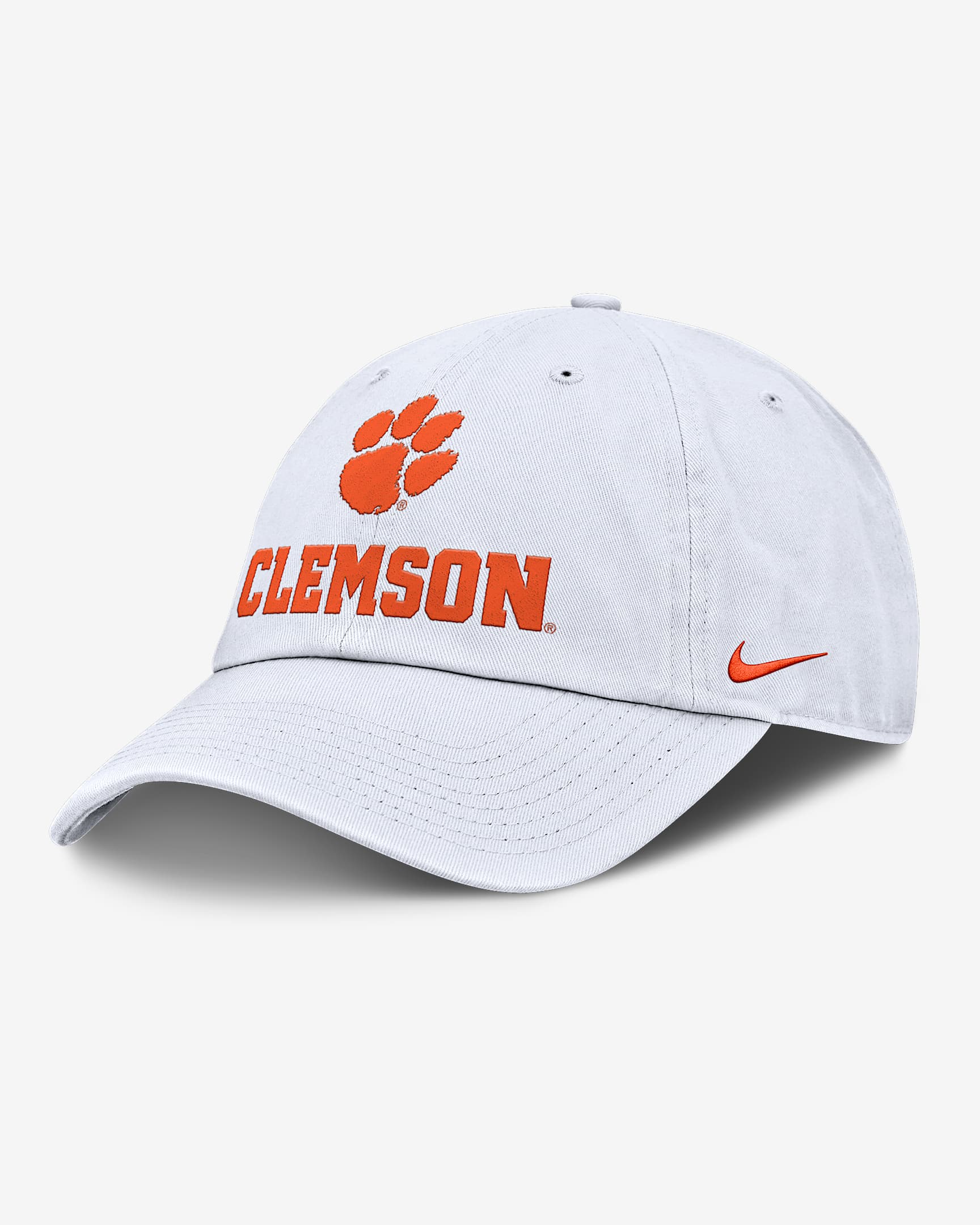 Gorra universitaria Nike ajustable para hombre Clemson Sideline Club Gameday - Blanco