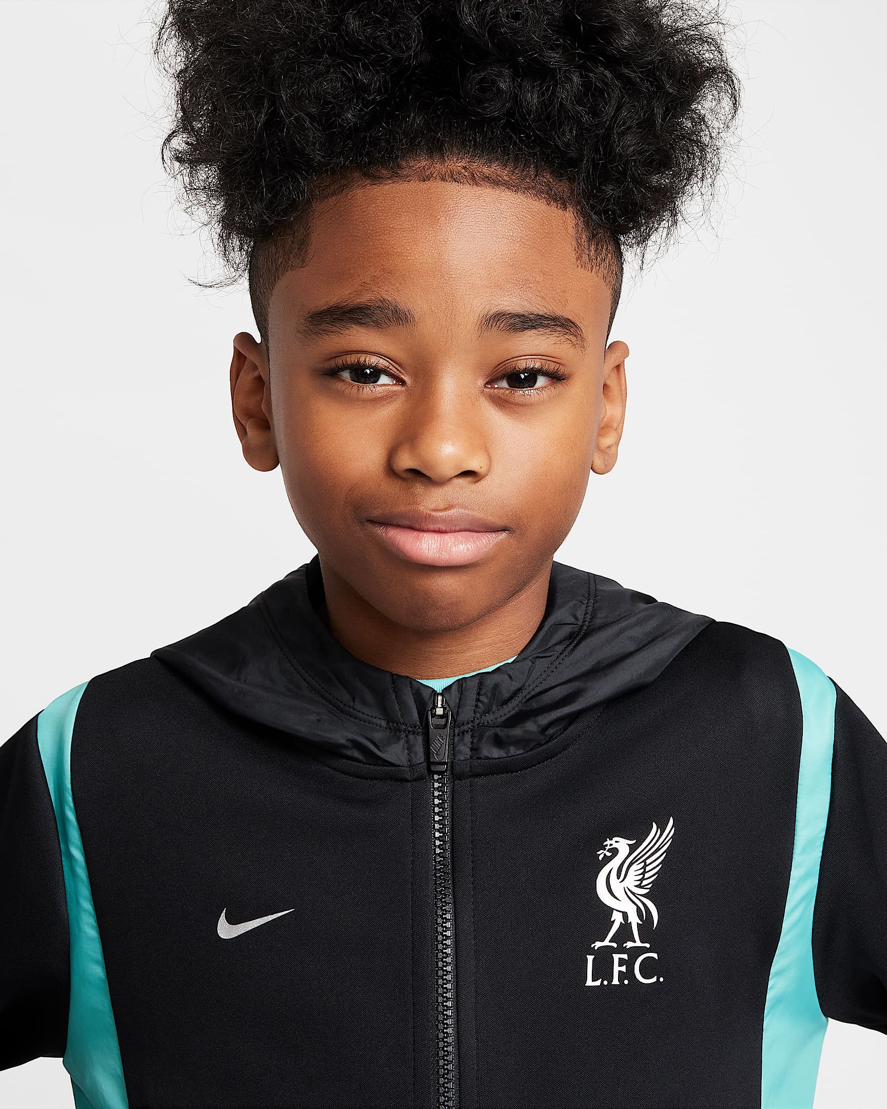 Liverpool F.C. Away Older Kids' Nike Football Woven Tracksuit - Black/Washed Teal