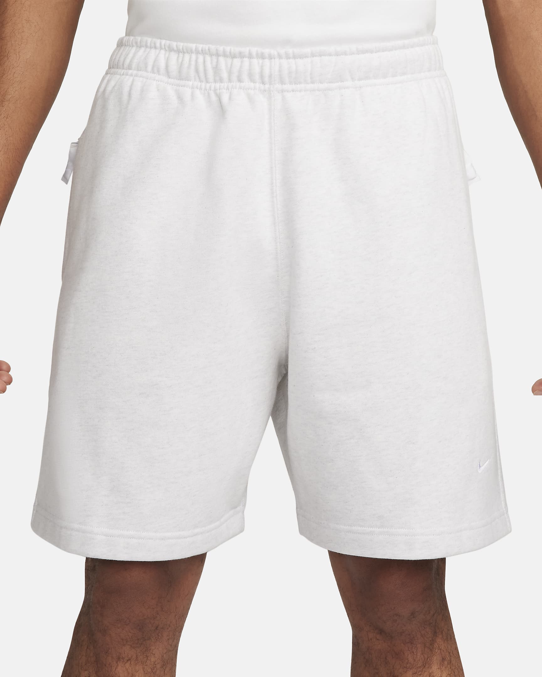 Shorts in fleece Nike Solo Swoosh – Uomo - Birch Heather/Bianco