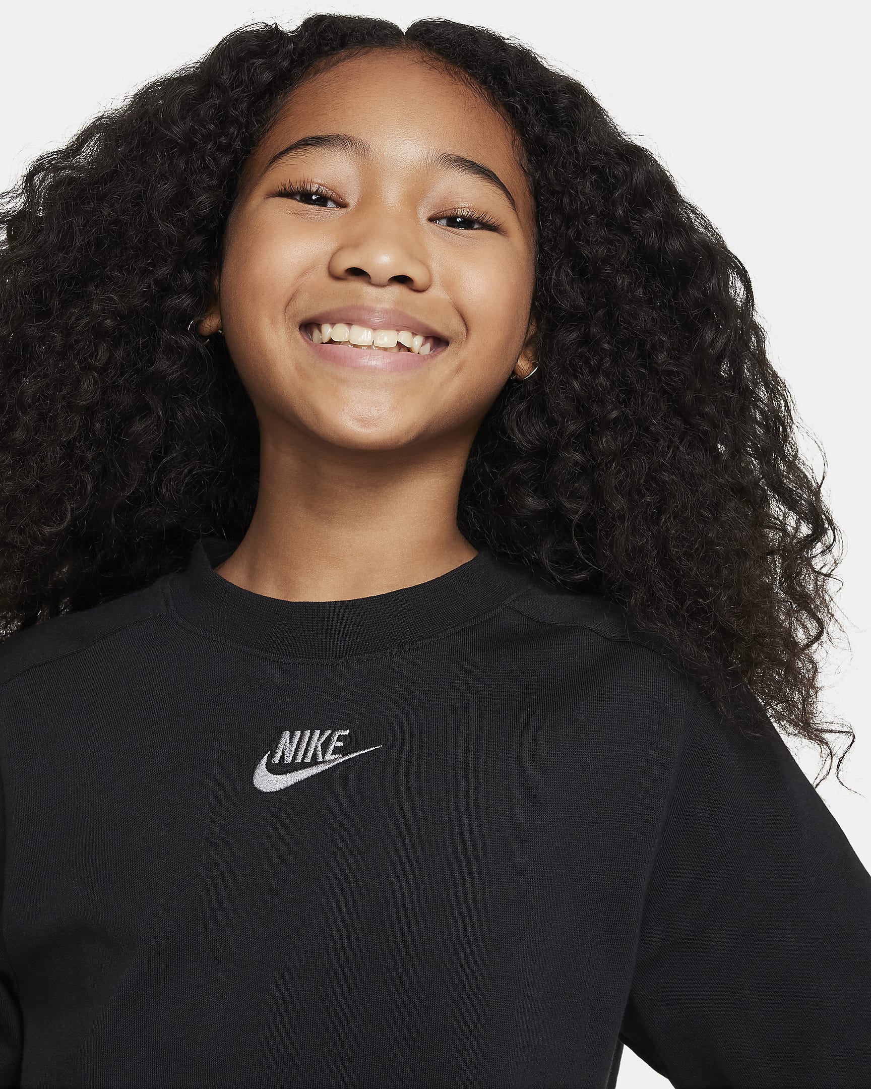 Nike Sportswear Older Kids' (Girls') Short-Sleeve Top - Black/Flat Pewter