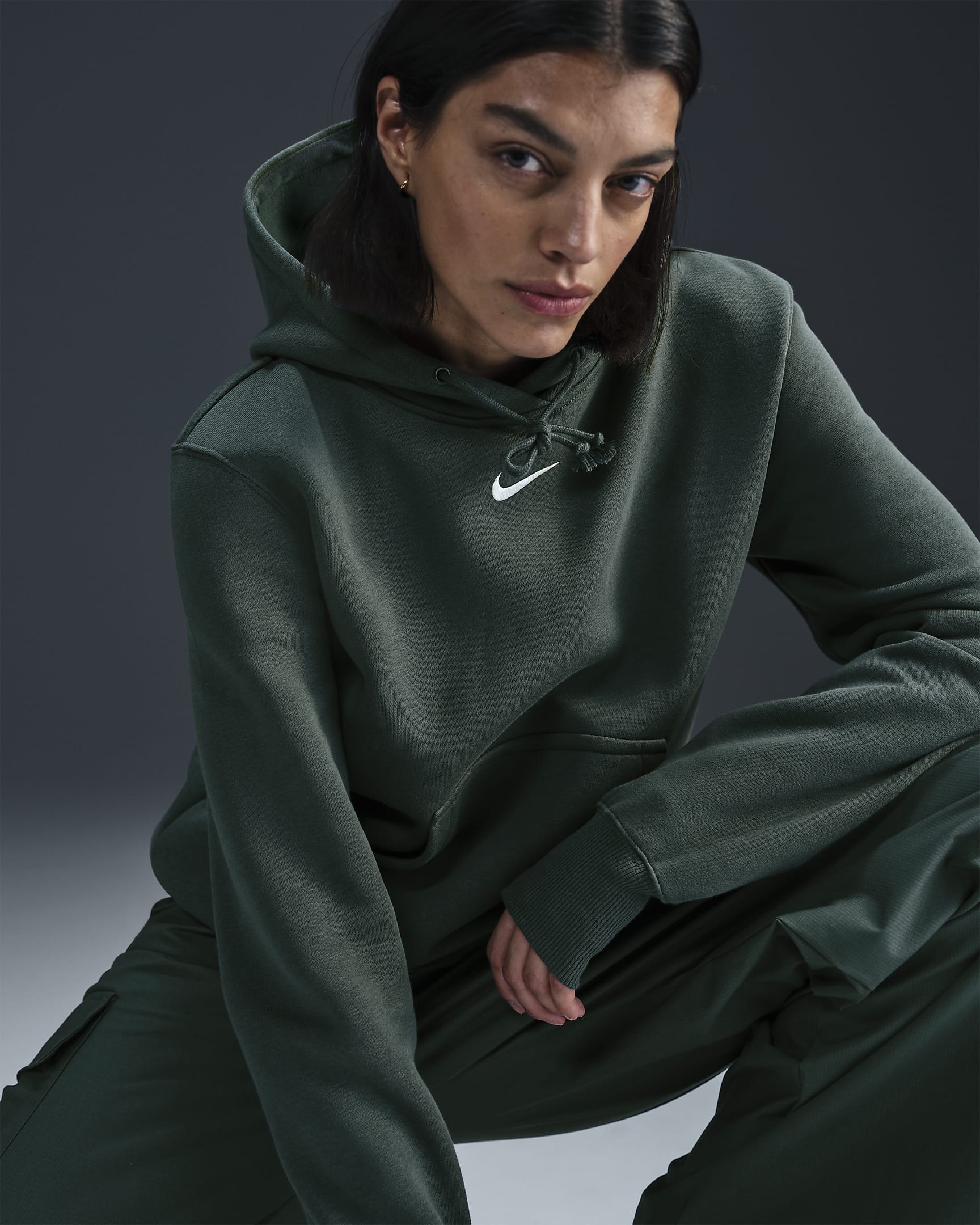 Felpa pullover con cappuccio Nike Sportswear Phoenix Fleece – Donna - Vintage Green/Sail