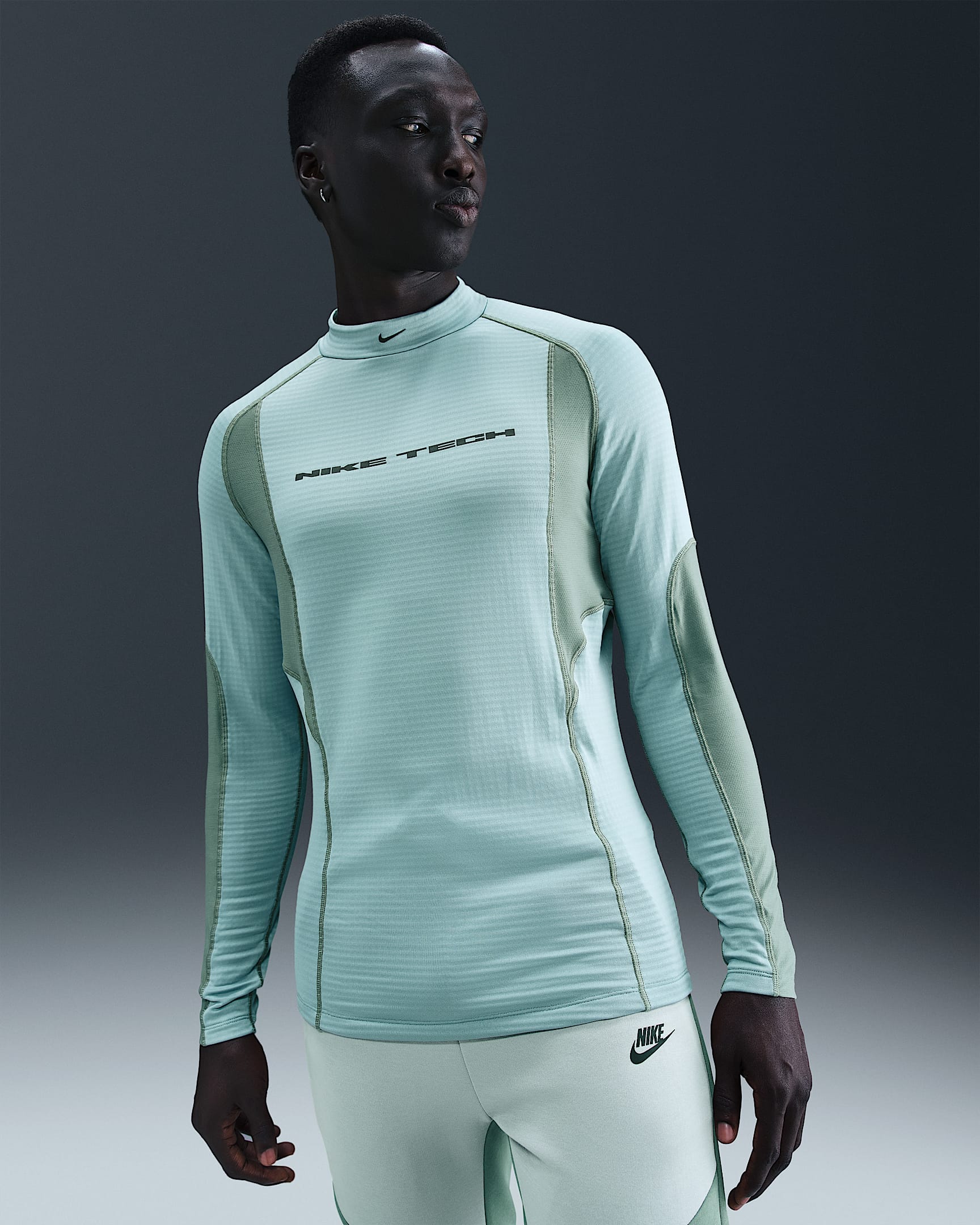 Nike Tech Men's Base Layer Long Sleeve Top - Cannon/Clay Green/Clay Green/Black