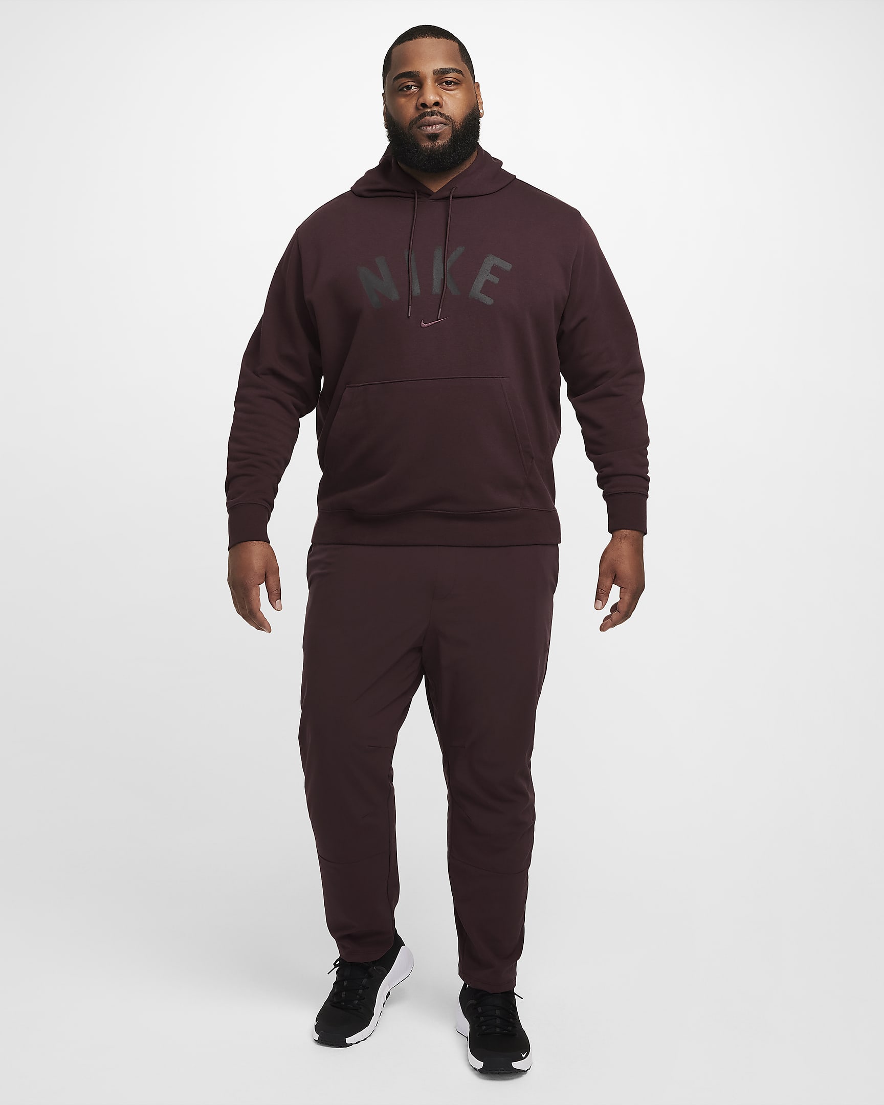 Nike Swoosh Men's Dri-FIT French Terry Pullover Fitness Hoodie - Burgundy Crush/Burgundy Crush/Black