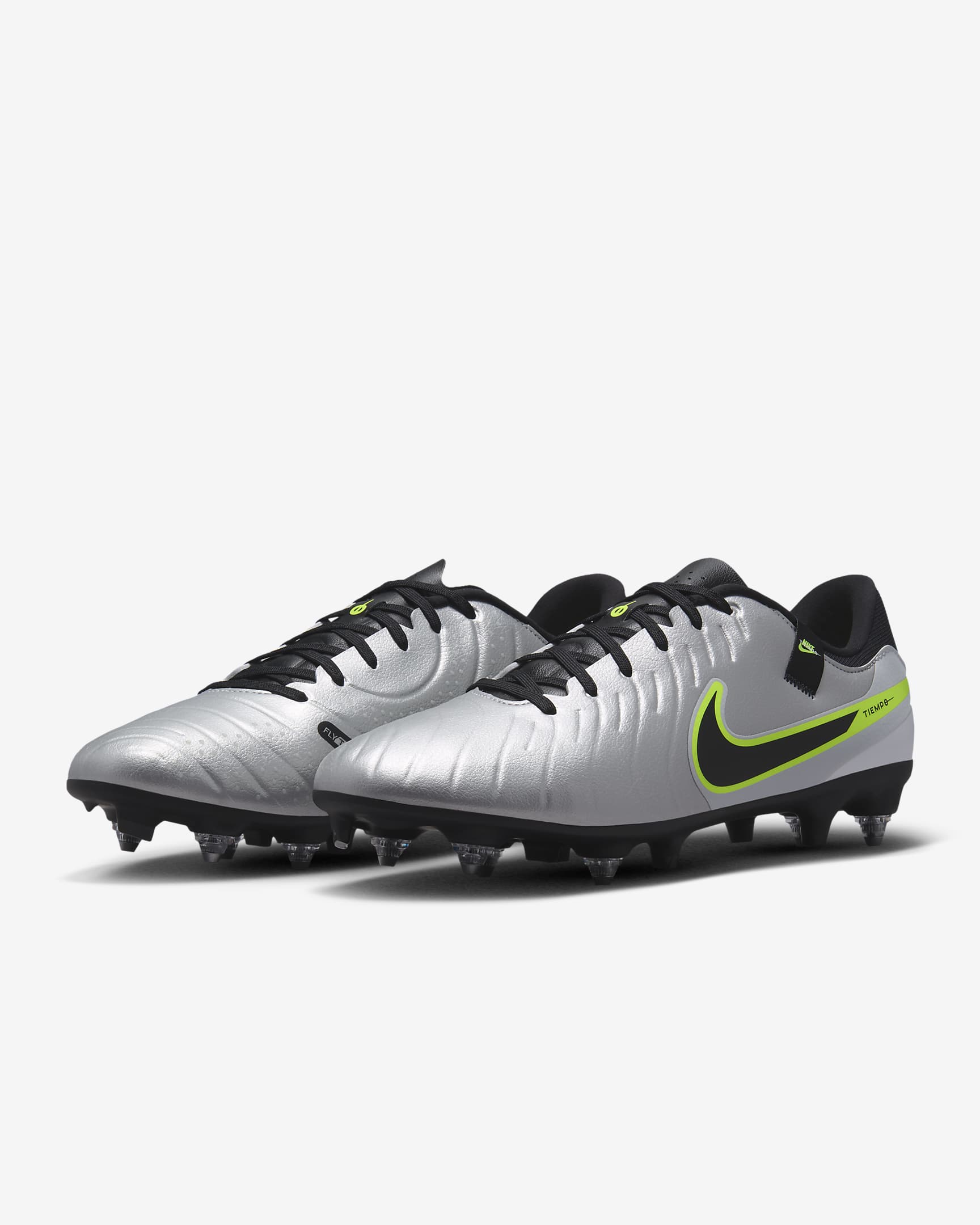 Nike Tiempo Legend 10 Academy Soft-Ground Low-Top Football Boot - Metallic Silver/Volt/Black