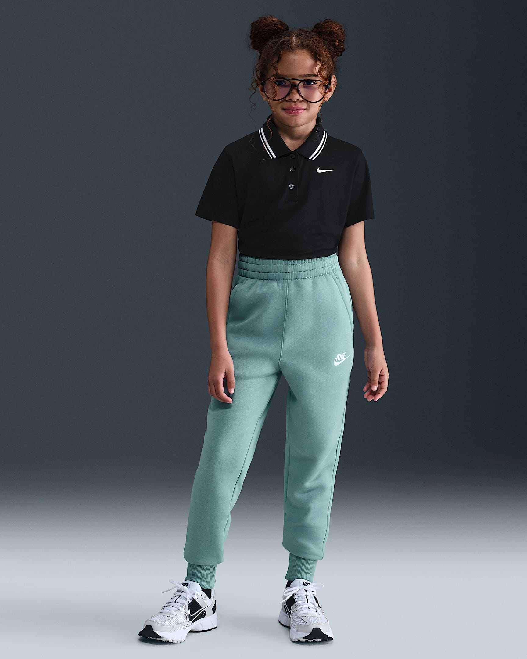 Nike Sportswear Club Fleece Older Kids' (Girls') High-Waisted Fitted Trousers - Cannon/Cannon/White
