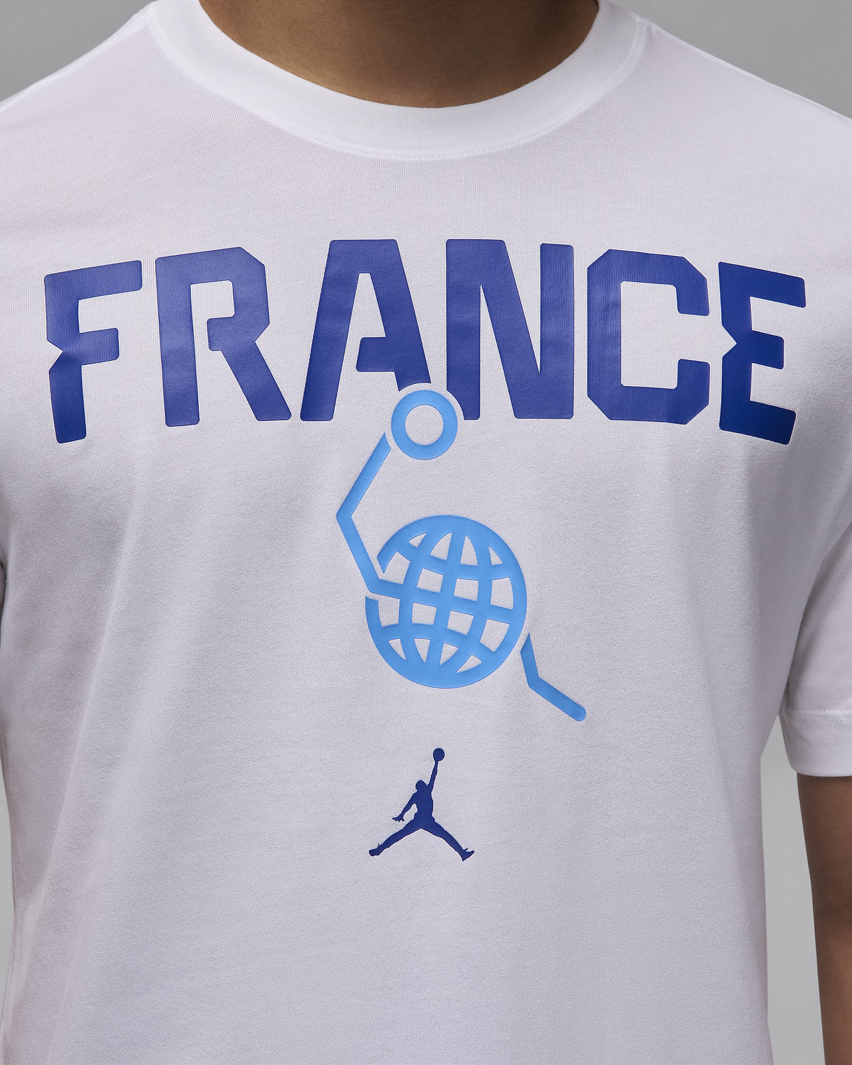 France Men's Nike Basketball T-Shirt - White/White/University Blue/Old Royal