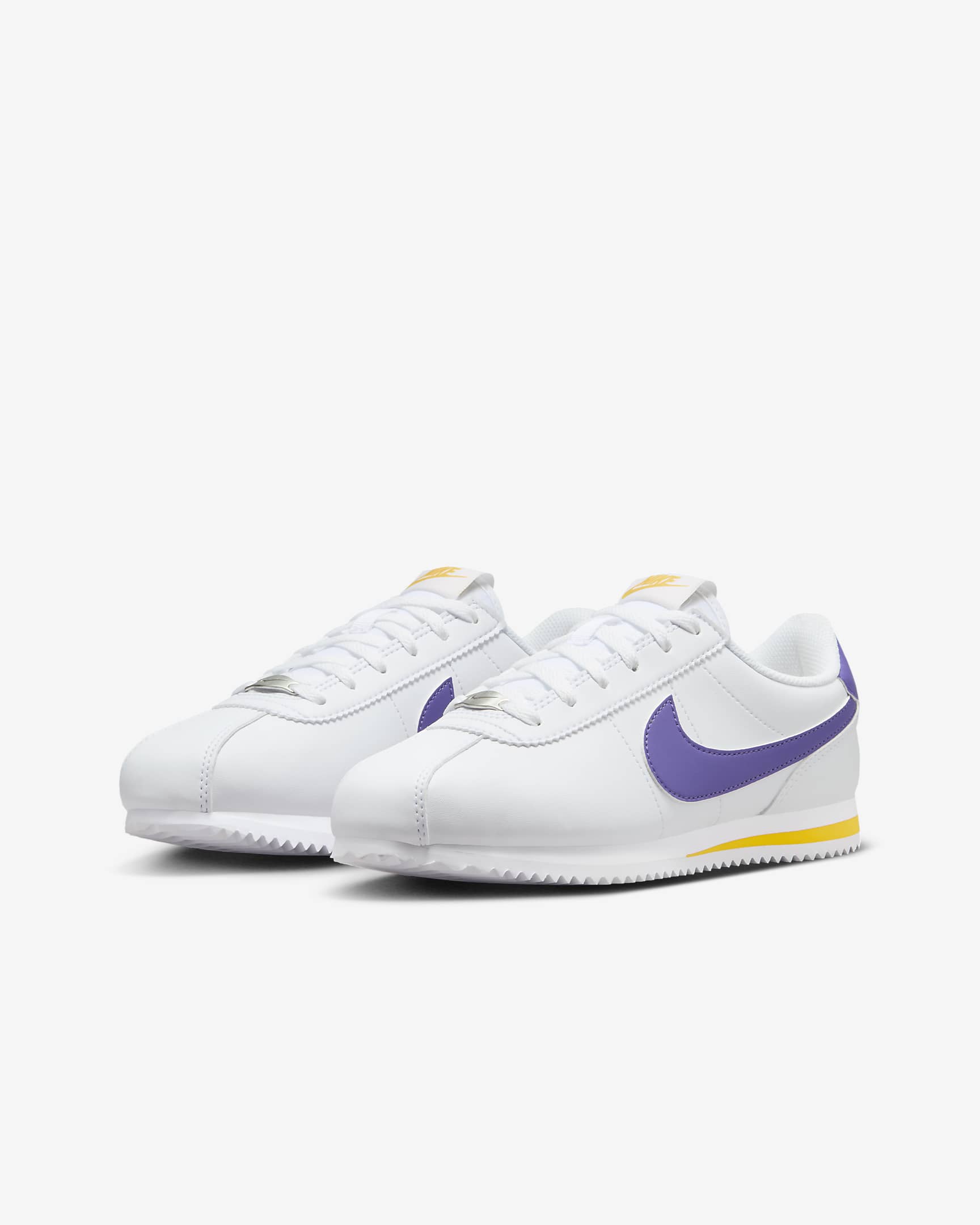 Nike Cortez Older Kids' Shoes - White/Varsity Maize/Varsity Purple